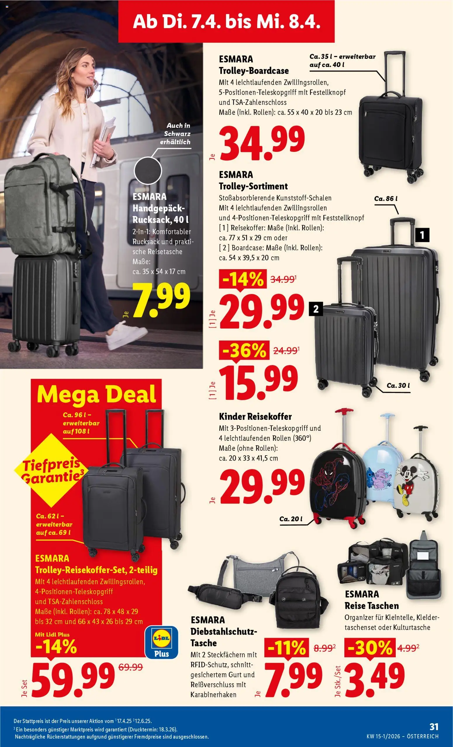 Lidl - Flugblatt gültig ab 02.04.2026 | Seite: 36 | Produkte: Rucksack, Reisetasche, Tasche