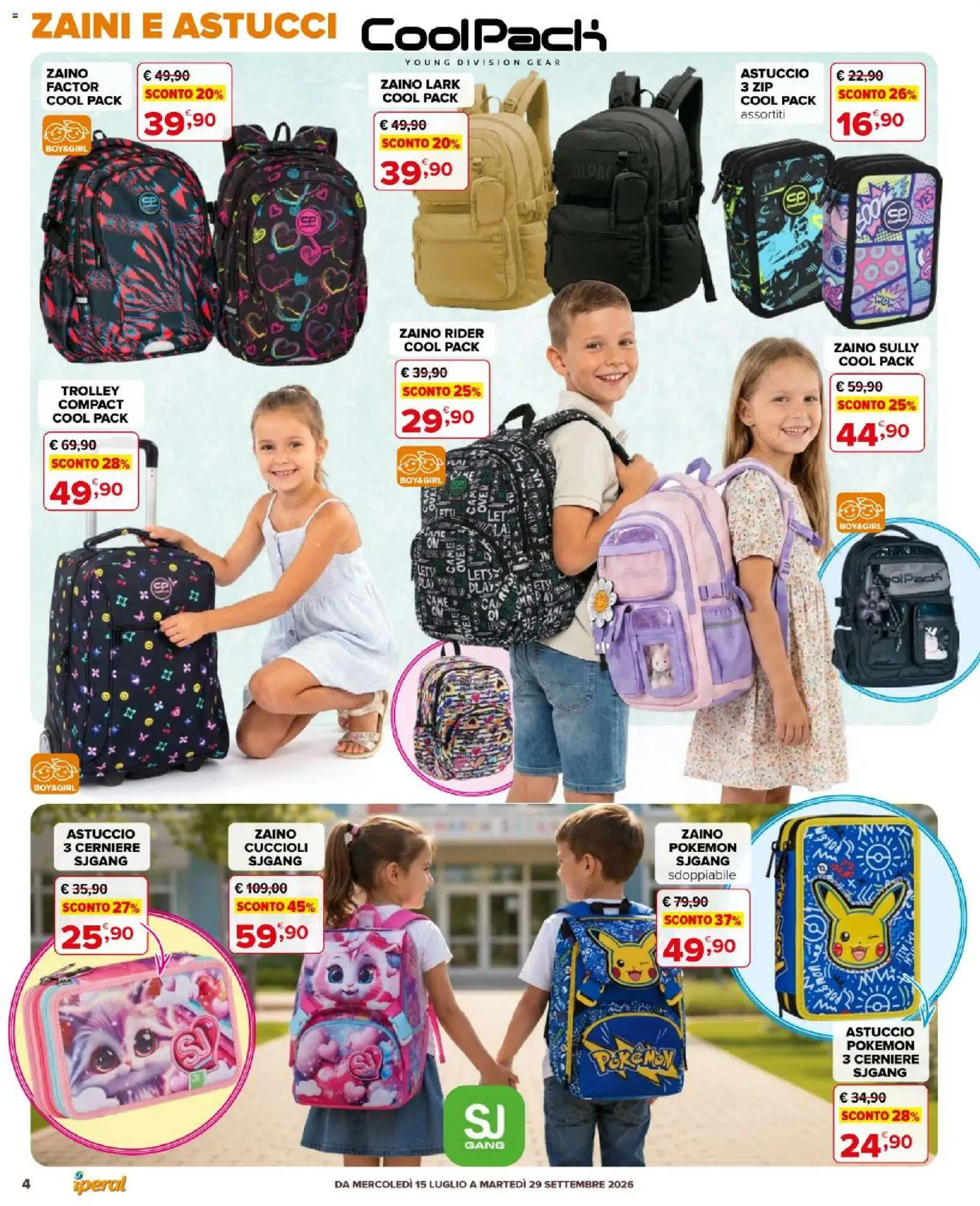 Volantino Iperal del 15/07/2026 | Pagina: 4 | Prodotti: Zaino, Astuccio, Trolley