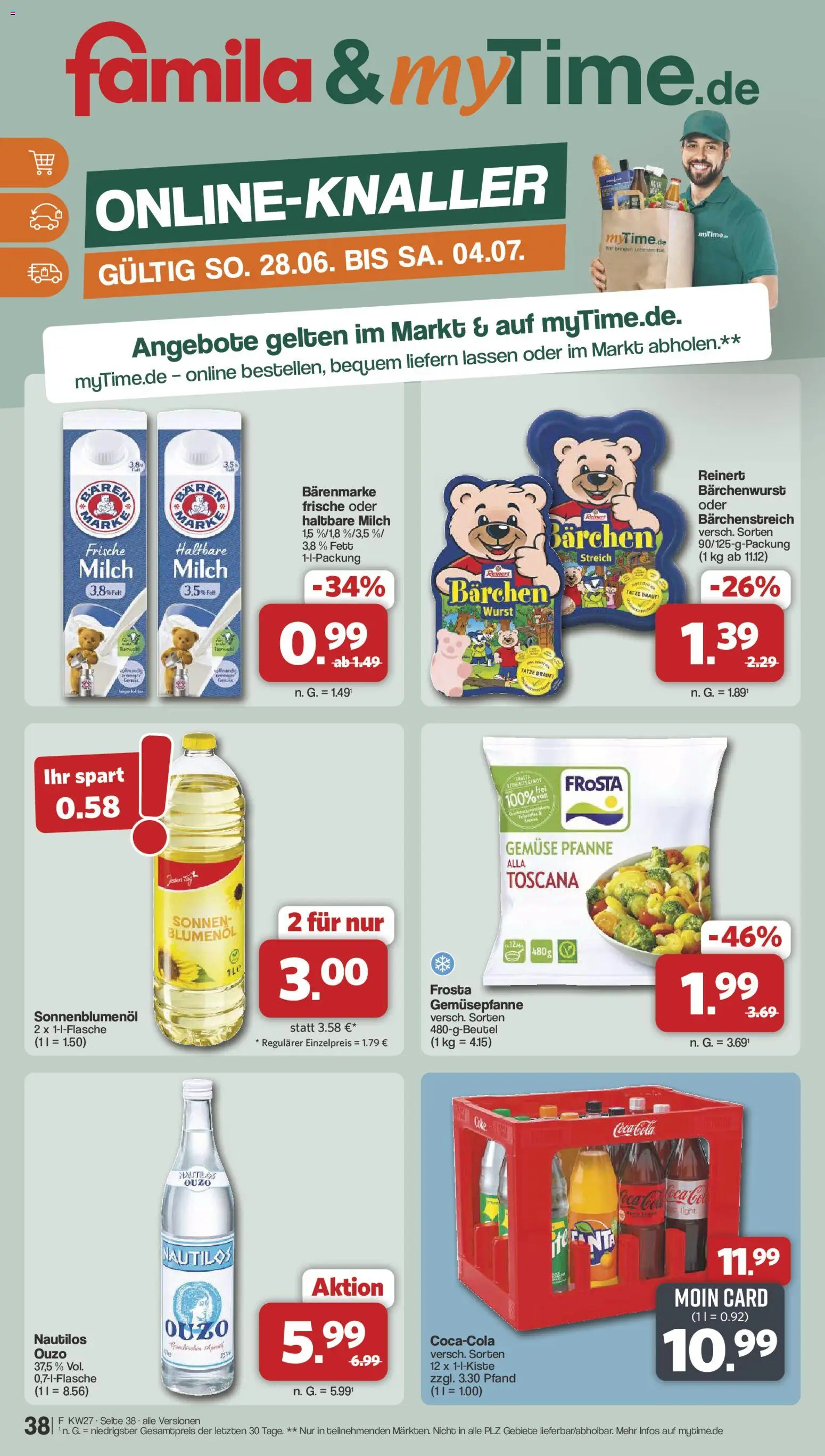 Famila Nordwest Prospekt – gültig ab 29.06.2026 | Seite: 40 | Produkte: Milch, Sonnenblumenol, Gemüse, Wurst