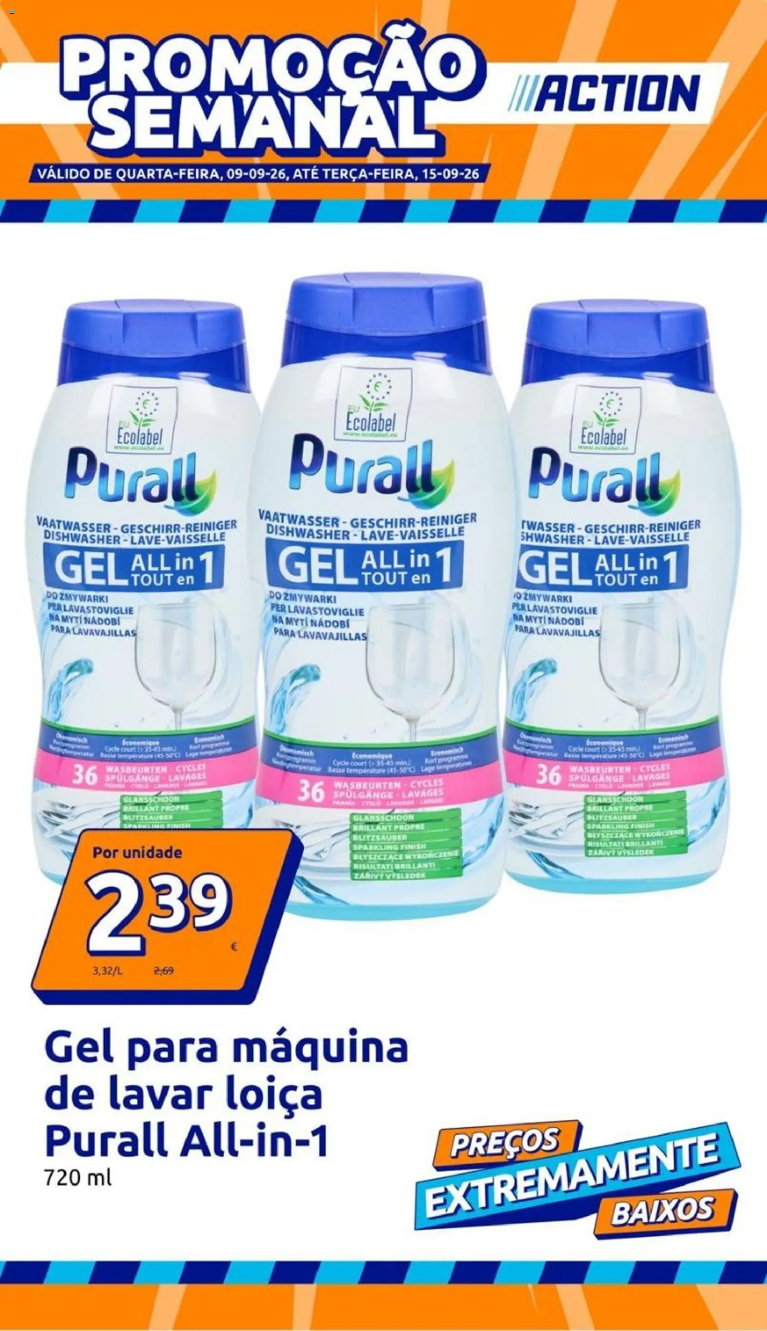 Action folheto │ válido de 09/09/2026 | Página: 1 | Produtos: Gel para máquina de lavar loiça, Máquina de lavar, Máquina de lavar loiça