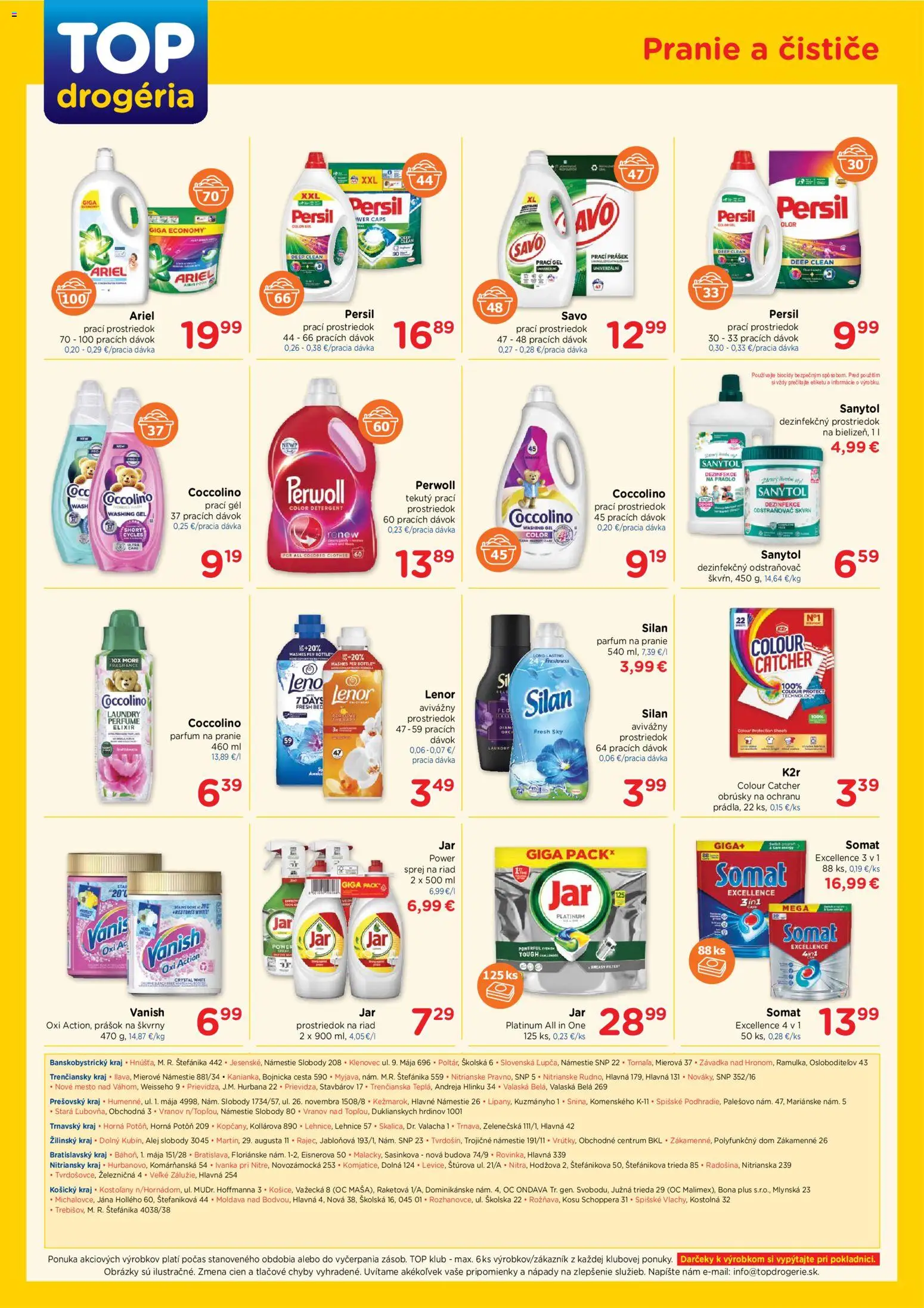 Nové TOP Drogéria akcie – leták je platný od 04.05.2026 | Strana: 4 | Produkty: Persil, Sanytol, Savo, Silan