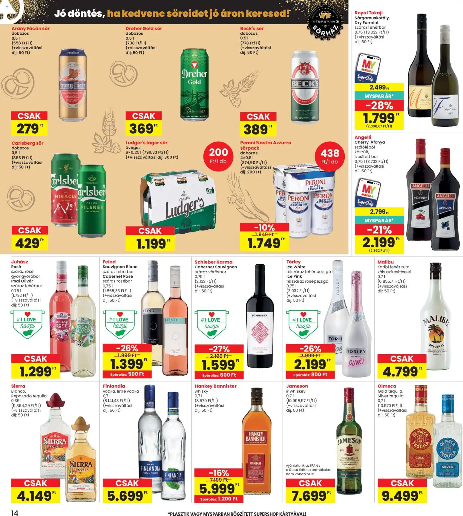 Interspar akciós ujság - amely érvényes a következő dátumtól: 16.04.2026 | Oldal: 14 | Termékek: Lime, Pezsgő, Gyöngyözőbor, Bor