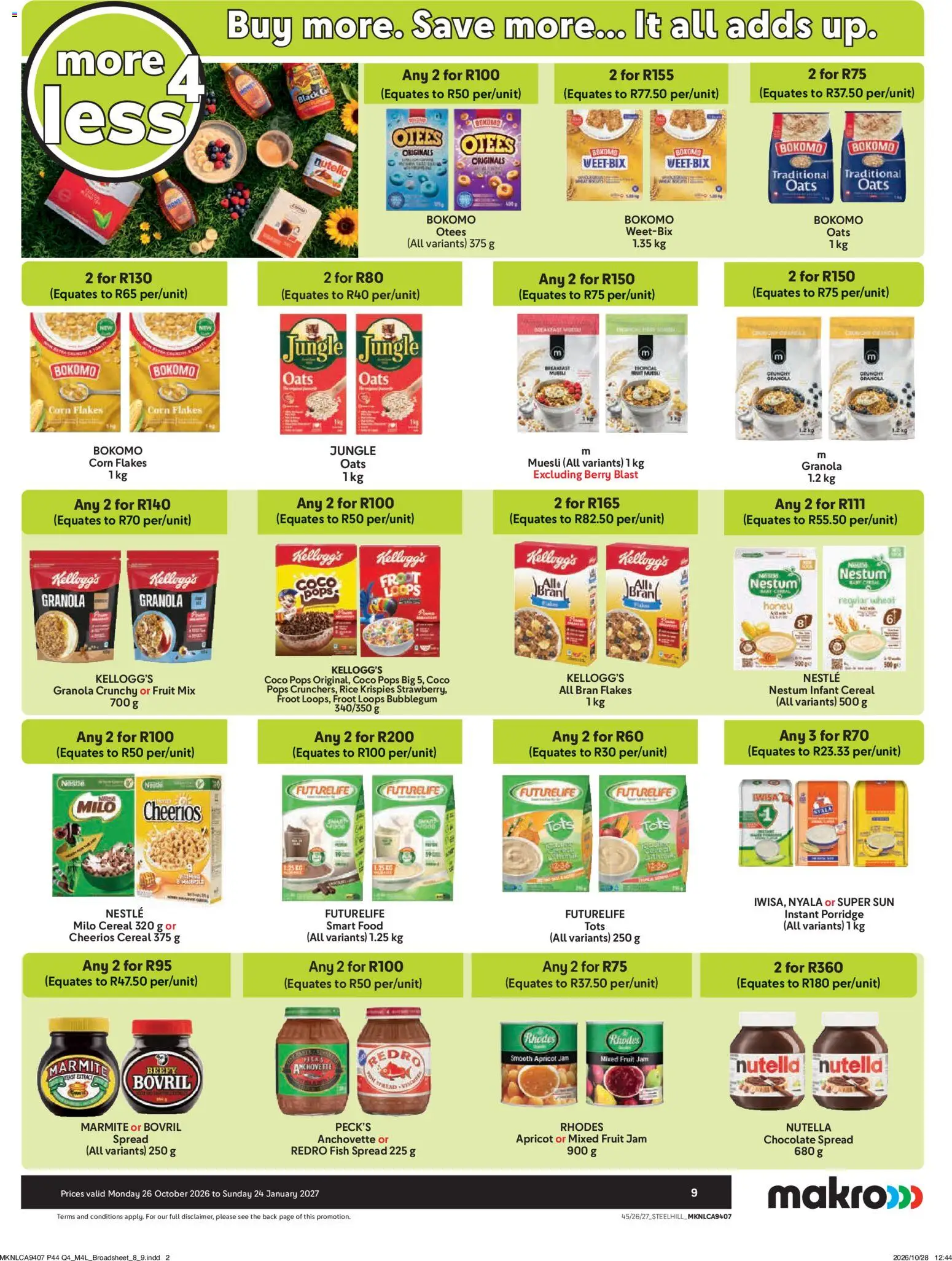 New Makro catalogue – valid from 26/10/2026 | Page: 9 | Products: Corn, Porridge, Chocolate, Rice
