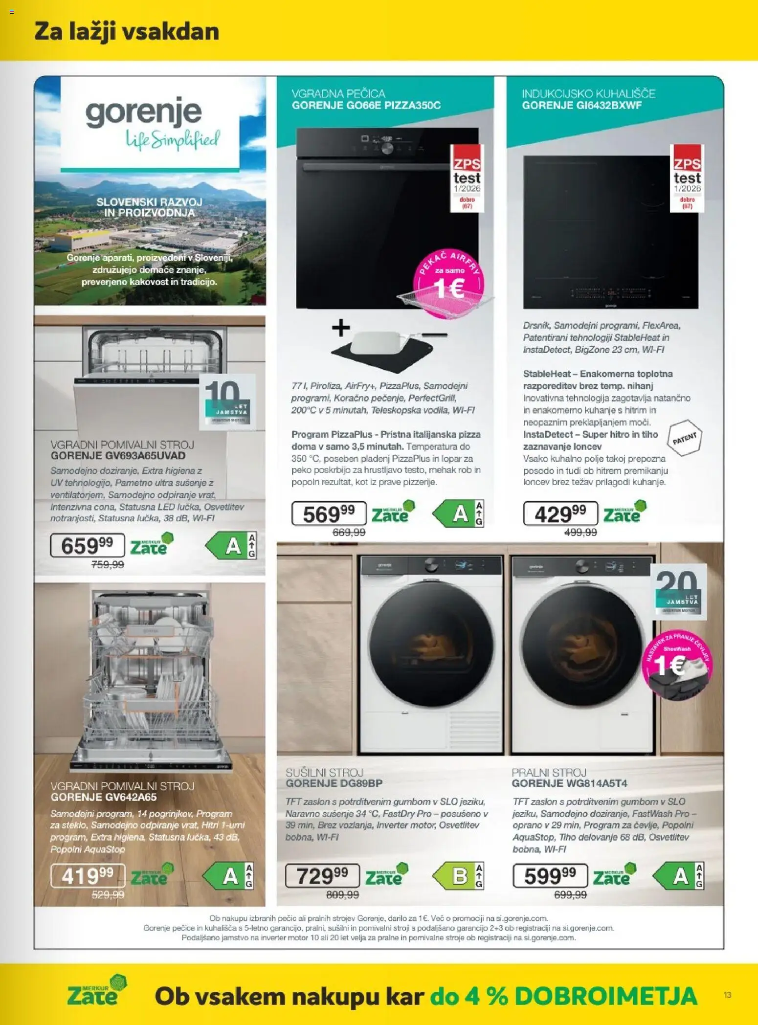 Novi Merkur katalog ponudbe – veljaven od 07.10.2026 | Stran: 13 | Izdelki: Susilni stroj, Pecica, Vgradni pomivalni stroj, Kuhališče