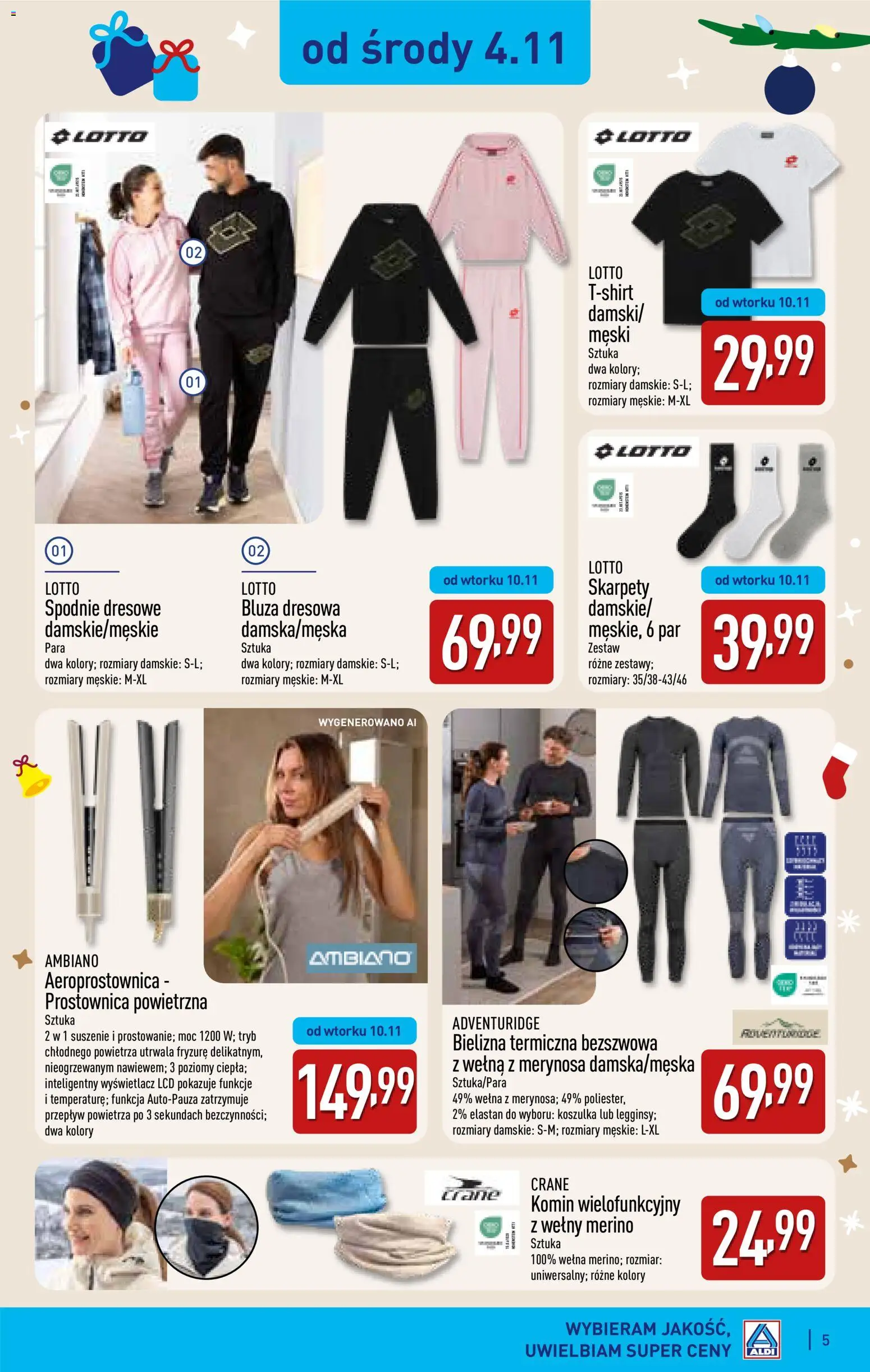 Aldi gazetka - Katalog prezentowy od 28.10.2026 | Strona: 5 | Produkty: Spodnie, Bielizna, Prostownica, Ambiano