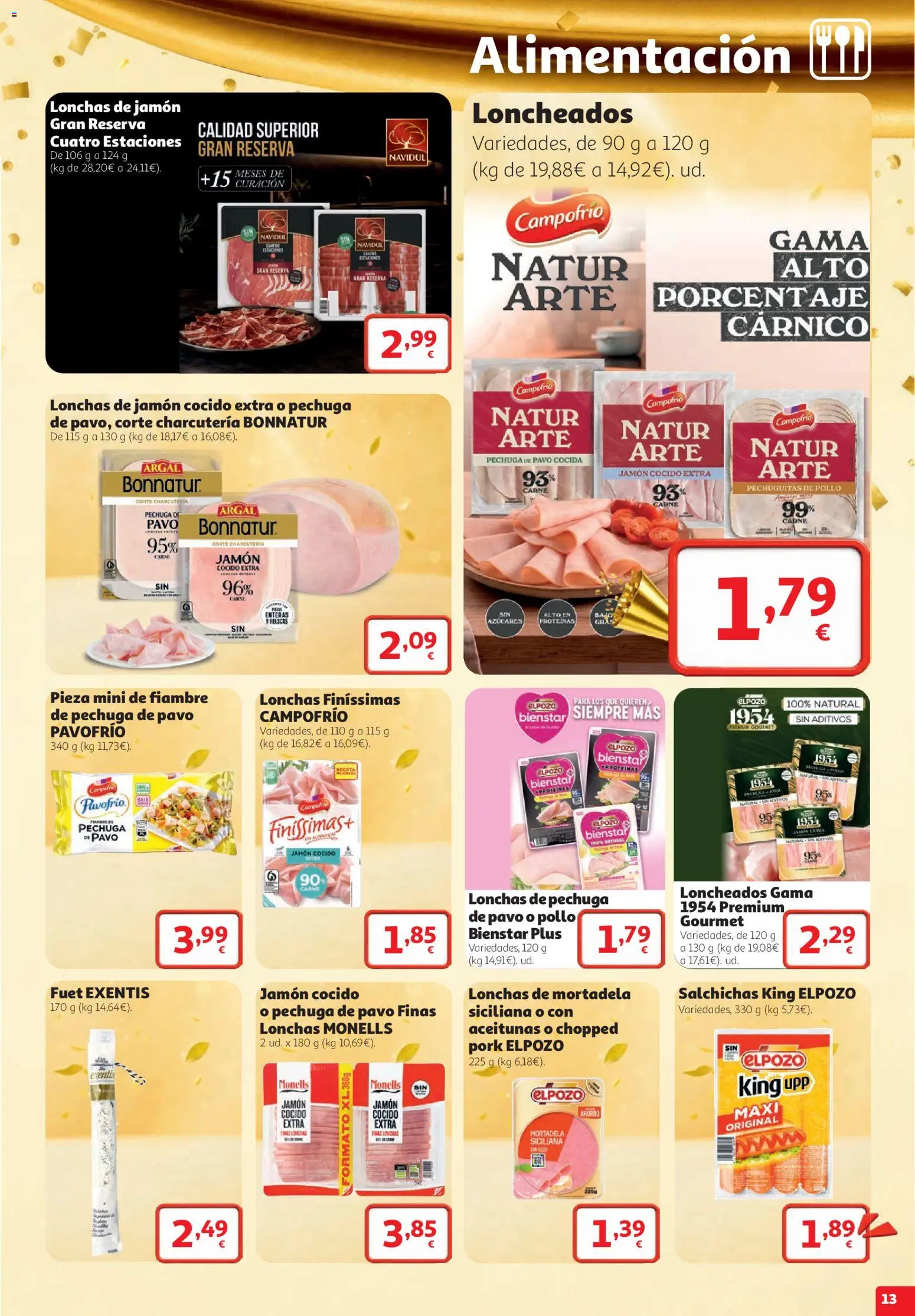 Alcampo folleto Reus │ válido desde el 22/10/2026 | Página: 13 | Productos: Aceitunas, Jamón, Salchichas, Pavo