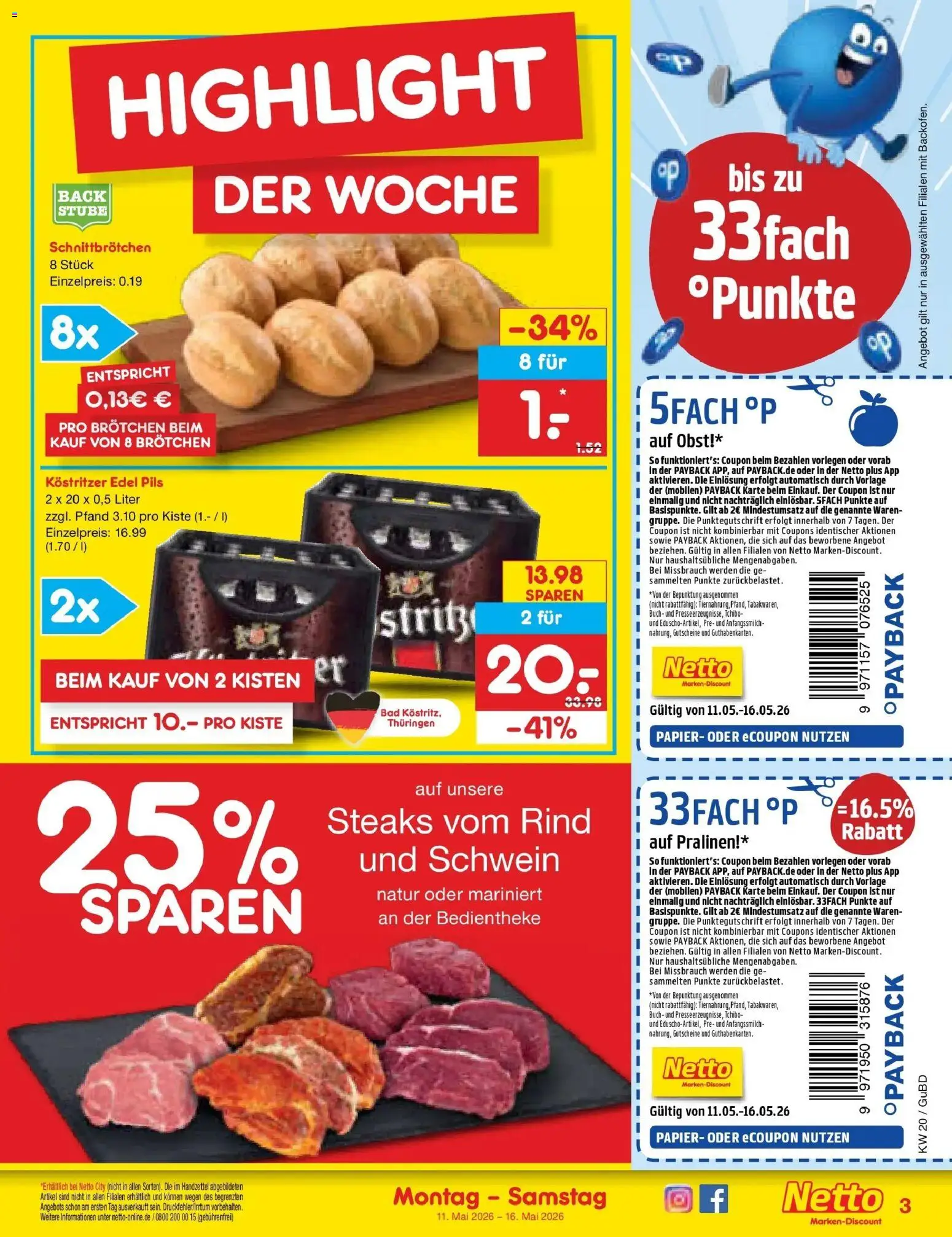 Netto Marken-Discount Prospekt Augustusburg	 – gültig ab 10.05.2026 | Seite: 3 | Produkte: Kostritzer, Bad, Pils, Obst
