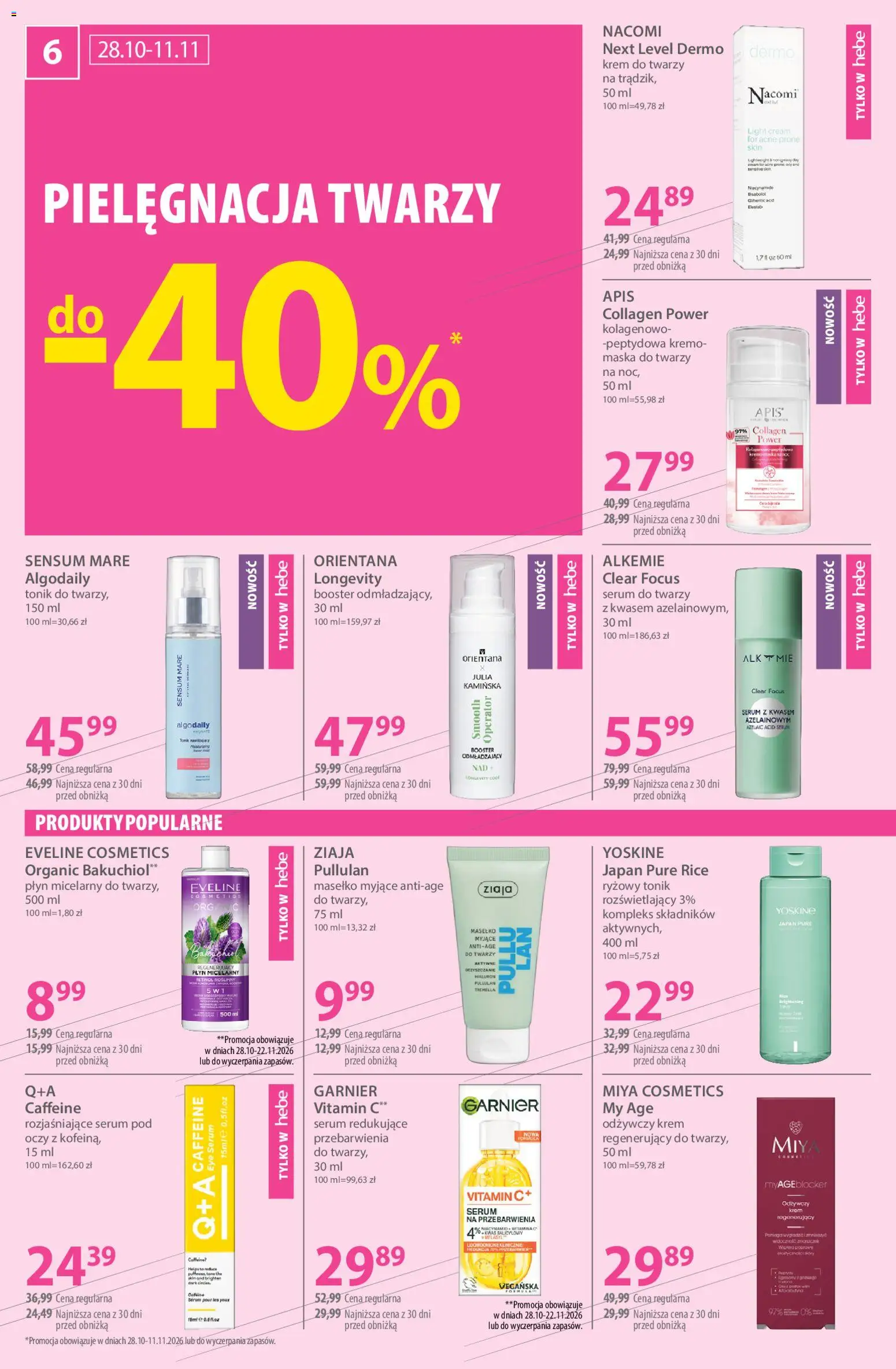 Hebe gazetka od 21.10.2026 | Strona: 6 | Produkty: Garnier, Maska, Krem, Serum do twarzy