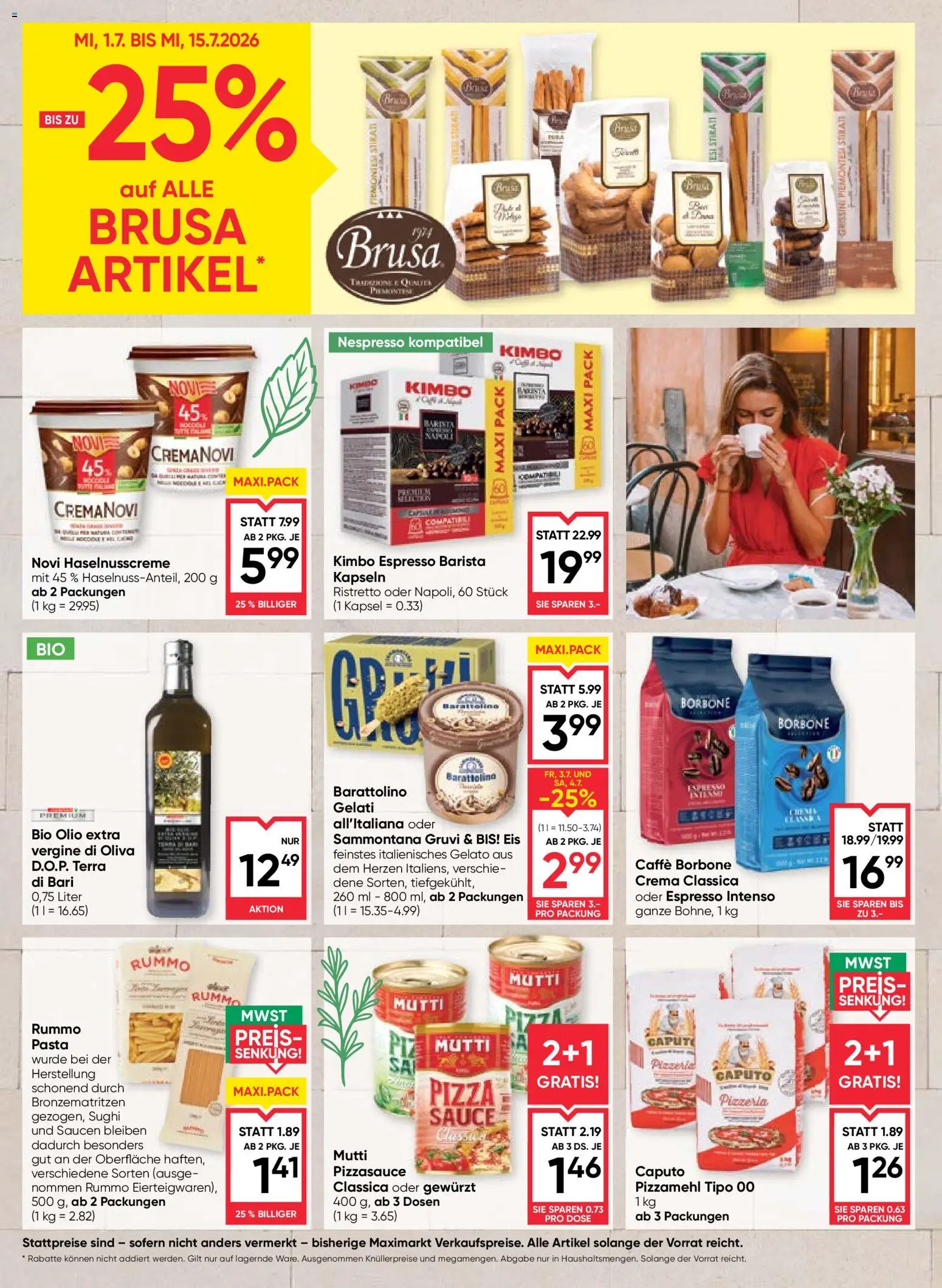 Maximarkt Bella Italia gültig ab 01.07.2026 | Seite: 4 | Produkte: Pasta, Eis, Pizza