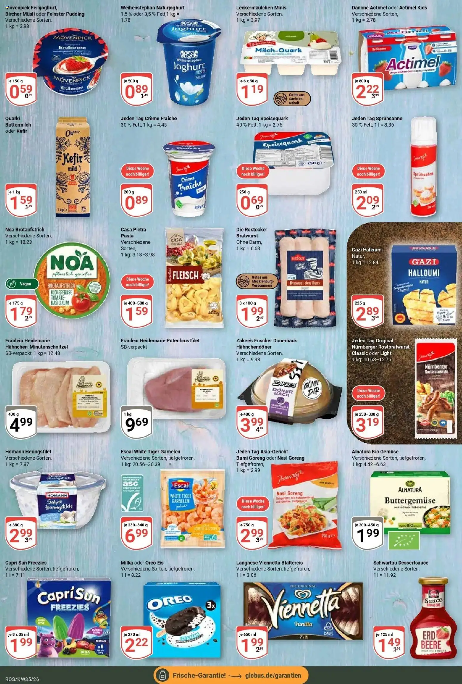 Globus Prospekt Lambrechtshagen (ab 24.08.2026) » Angebote online | Seite: 12 | Produkte: Actimel, Bratwurst, Garnelen, Creme