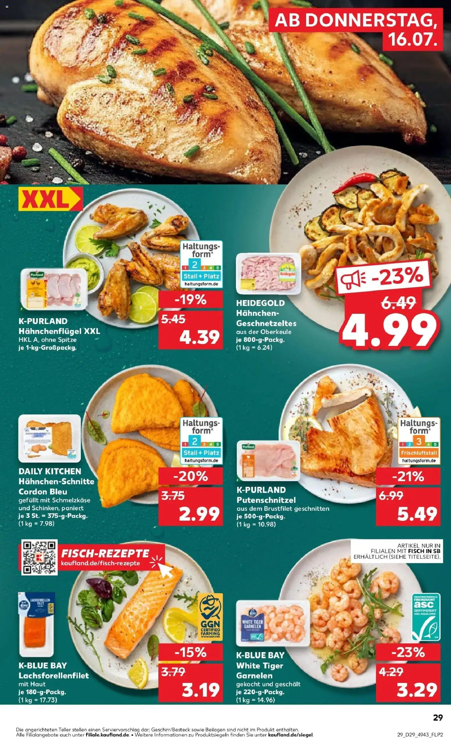 Kaufland Prospekt Jülich – gültig ab 16.07.2026 | Seite: 29 | Produkte: Beilagen, Hahnchen, Garnelen, Fisch