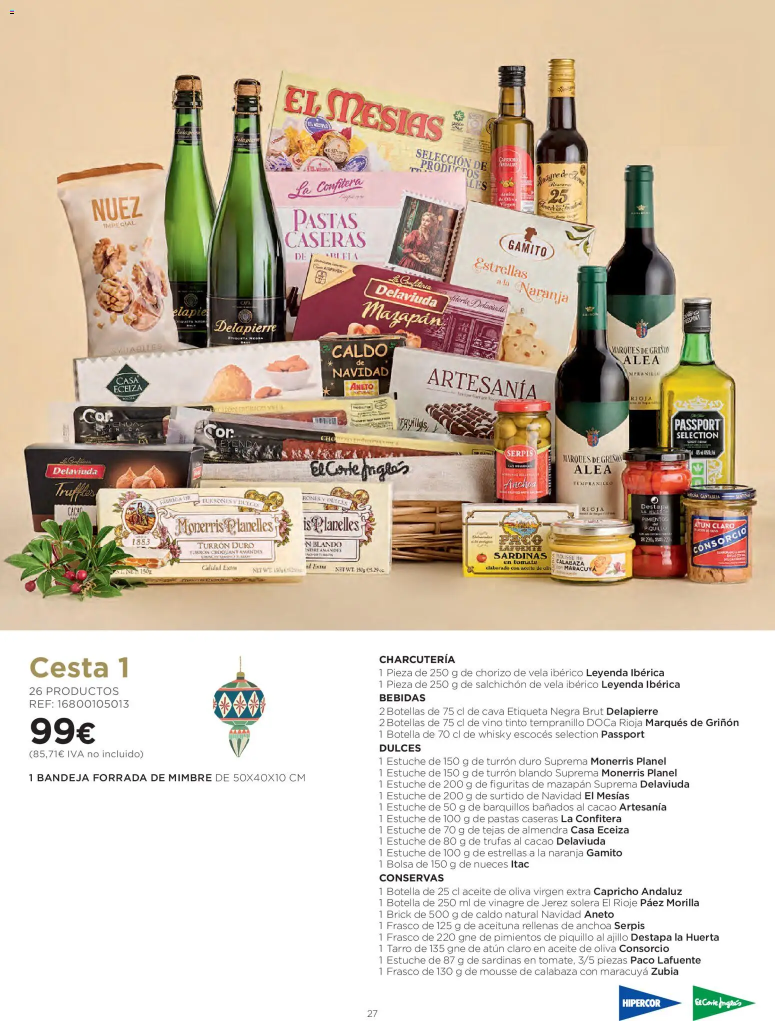 El Corte Inglés Cestas Navidad 2026 Cataluňa │ válido desde el 08/10/2026 | Página: 27 | Productos: Calabaza, Conservas, Vino, Bebidas