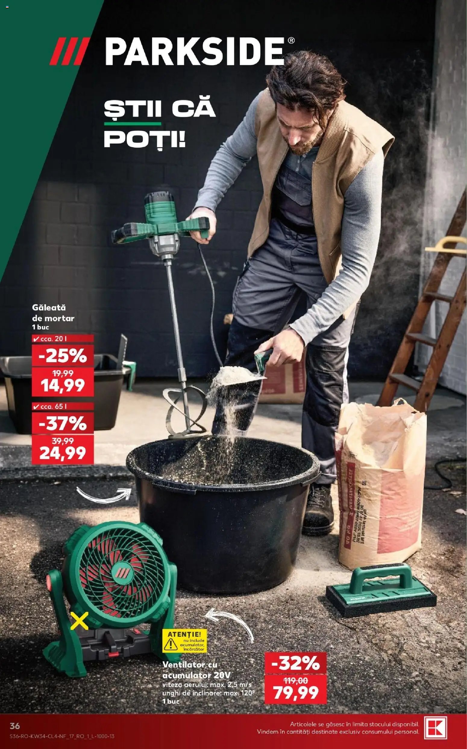 Noul catalog Kaufland – valabil de la 19.08.2026 | Pagină: 36 | Produse: Încărcător, Ventilator, Parkside, Mortar