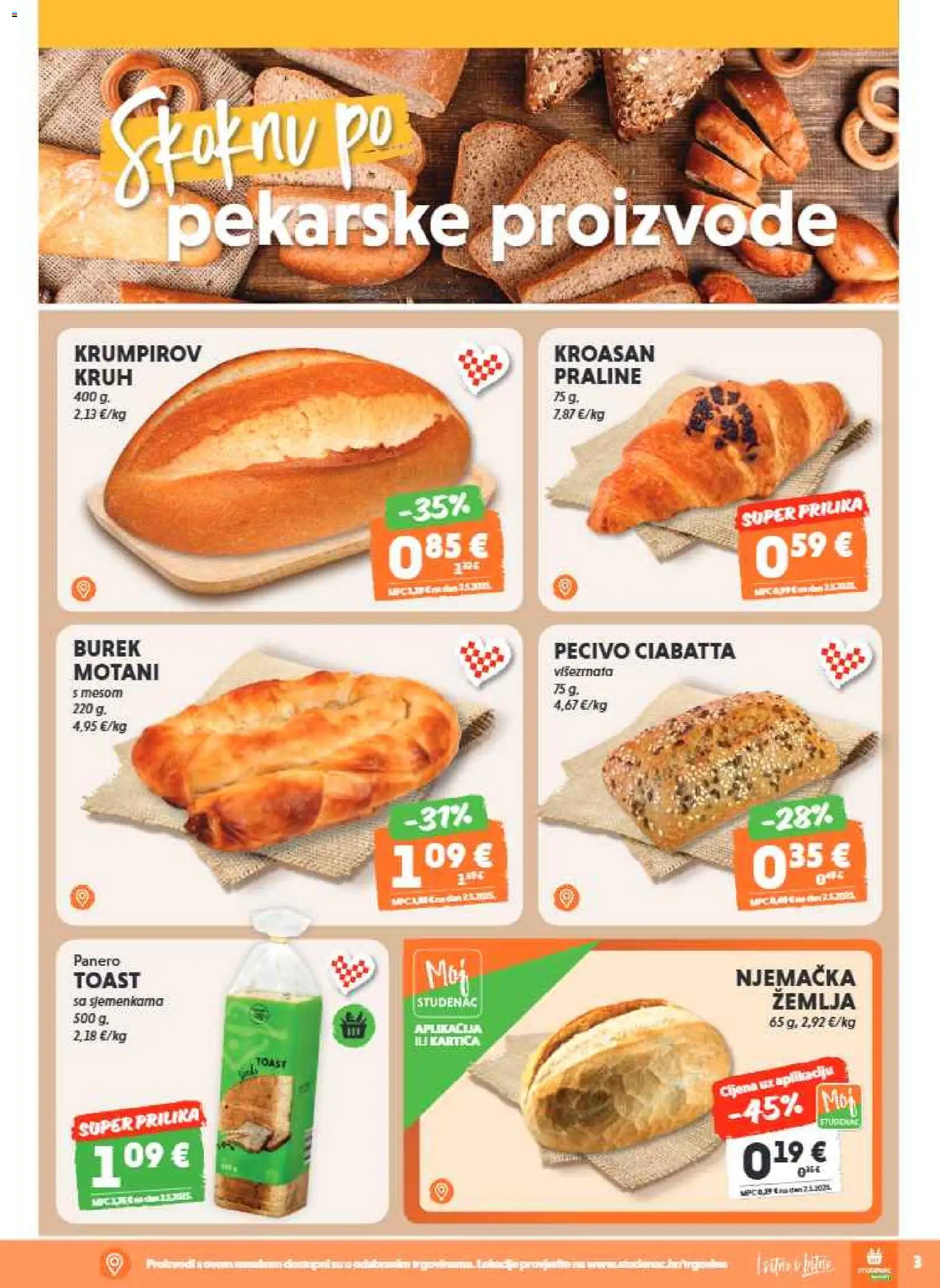 Studenac katalog | vrijedi od 13.05.2026 | Stranica: 3 | Proizvodi: Praline, Burek, Kroasan, Pecivo