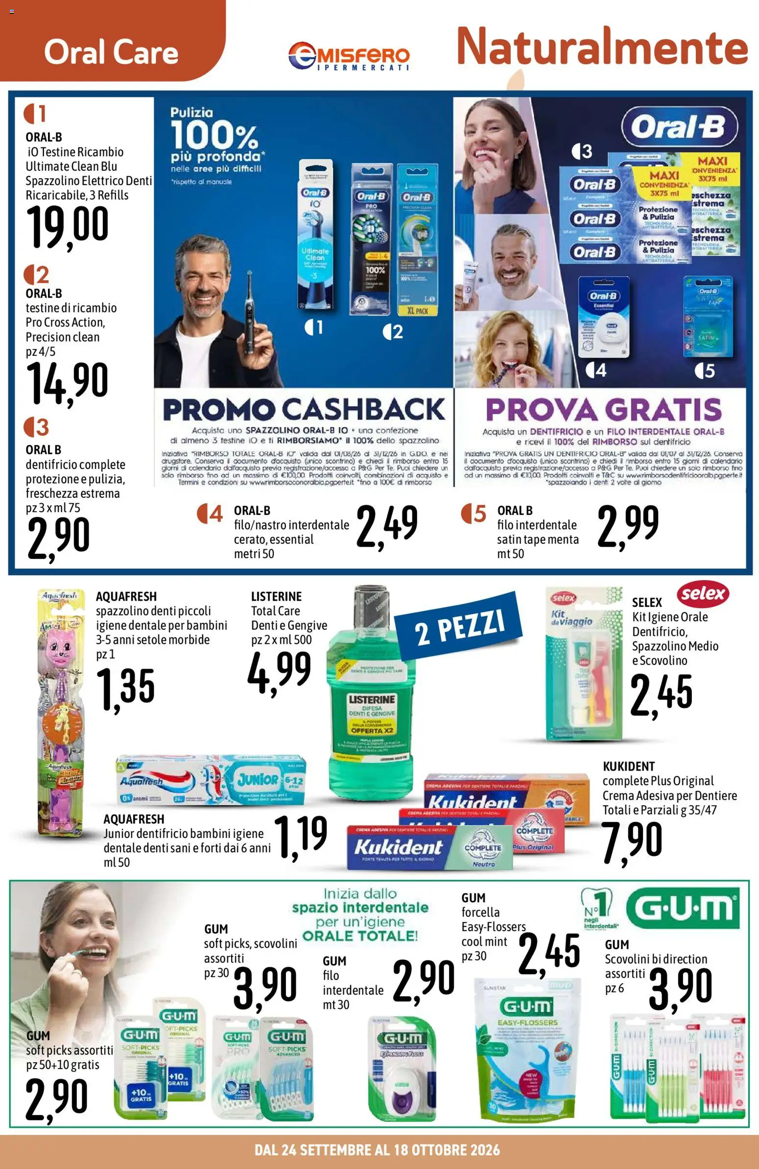 Volantino Emisfero del 24/09/2026 | Pagina: 16 | Prodotti: Crema, Spazzolino, Filo interdentale, Spazzolino elettrico