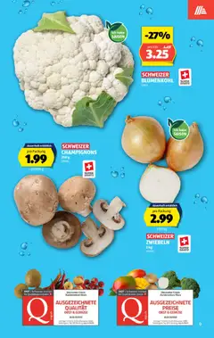SCHWEIZER BLUMENKOHL, SCHWEIZER BLUMENKOHL ab 01.10.2026 gültig | Seite: 9 | Produkte: Champignons, Gemüse, Zwiebeln, Top