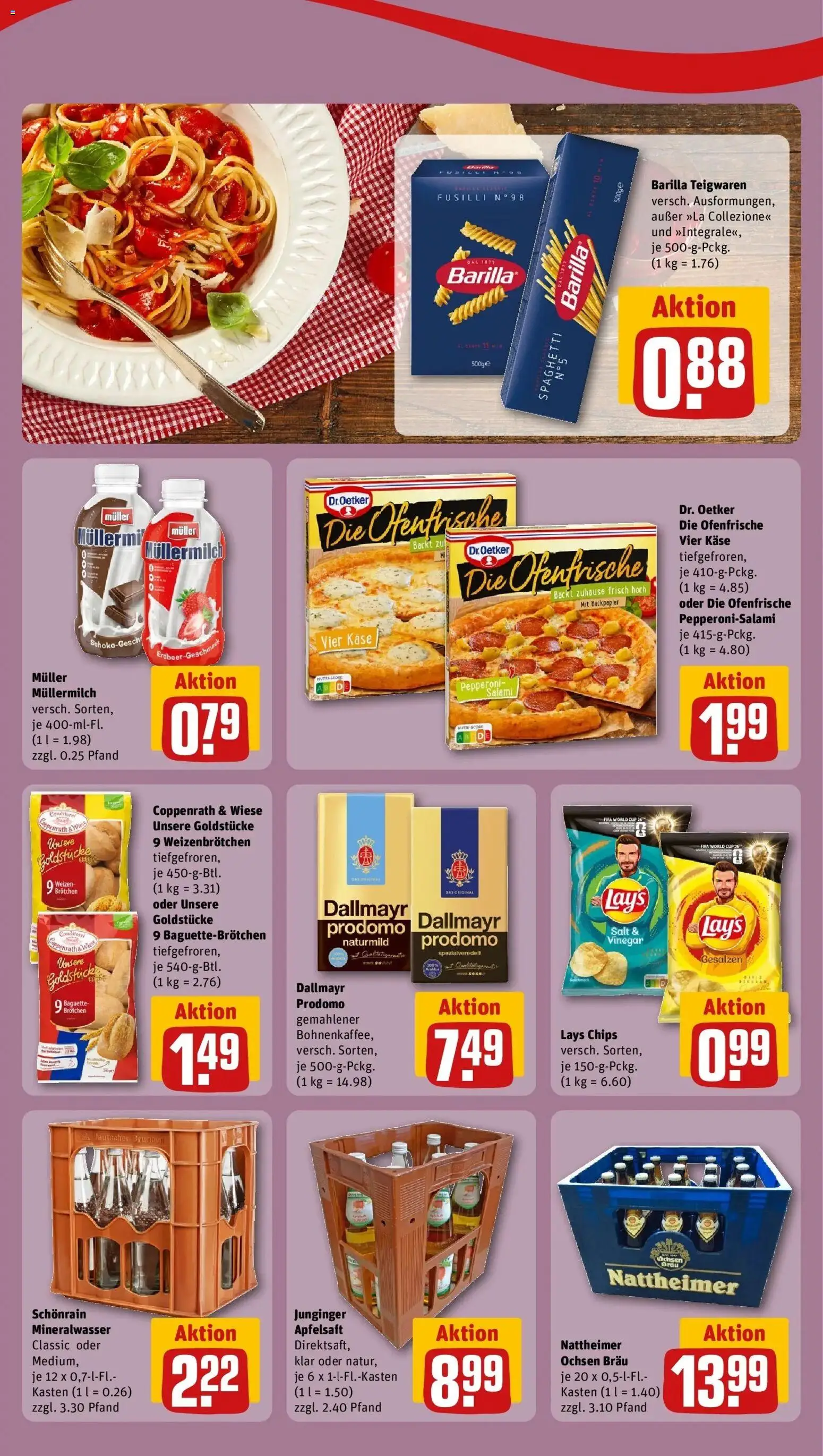 REWE Prospekt ab 14.09.2026 zum Blättern » Angebote | Seite: 3 | Produkte: Ofenfrische, Apfelsaft, Mineralwasser, Chips