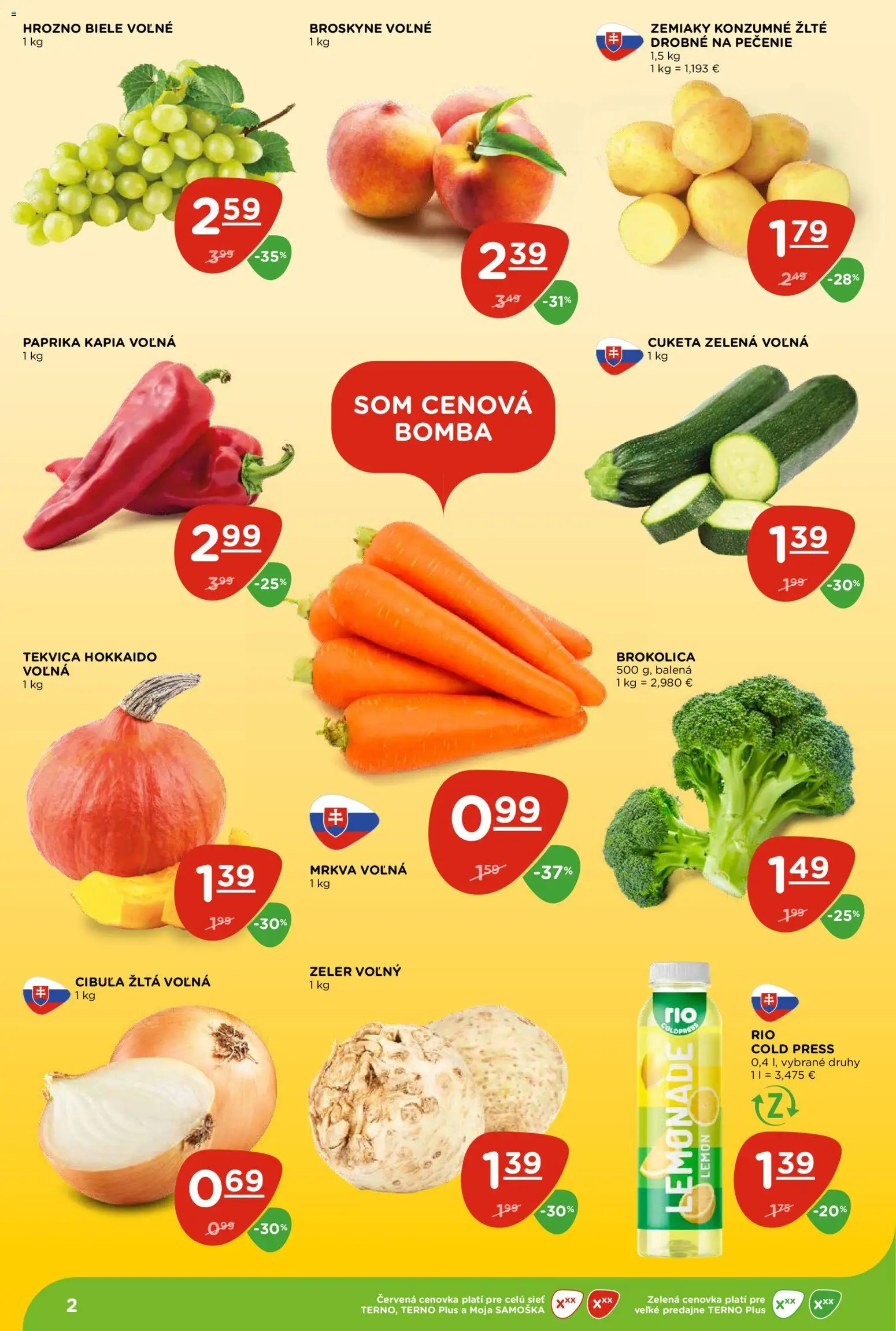 Nové Terno akcie – leták je platný od 03.09.2026 | Strana: 2 | Produkty: Tekvica Hokkaido, Brokolica, Zemiaky, Tekvica