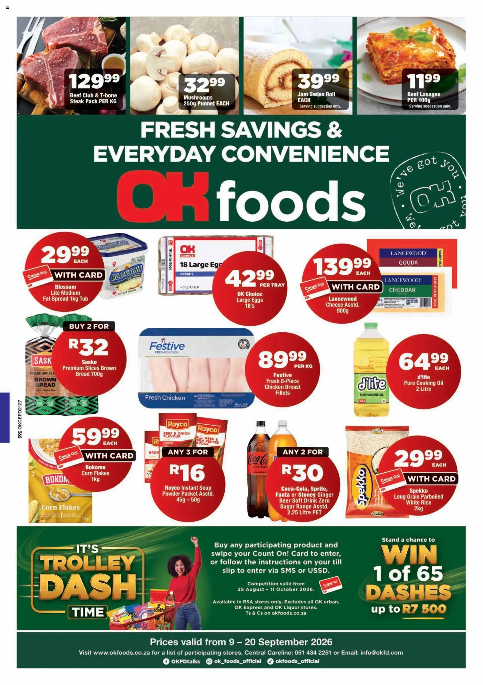 New OK Foods catalogue – valid from 09/09/2026 | Page: 1 | Products: Jam, Corn flakes, Eggs, Fat spread