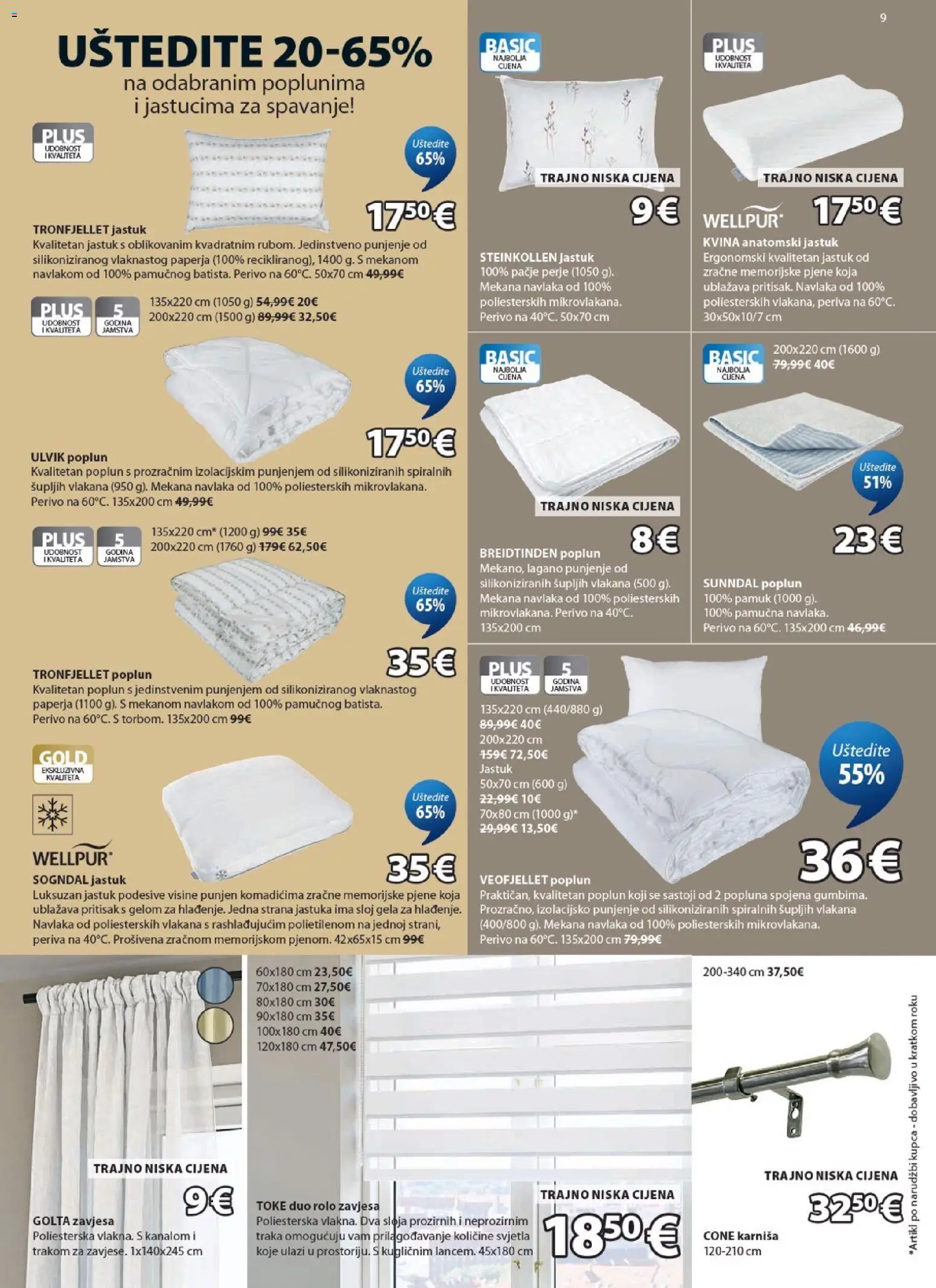 JYSK katalog | vrijedi od 18.05.2026 | Stranica: 9 | Proizvodi: Rolo zavjesa, Jastuk, Zavjesa, Poplun