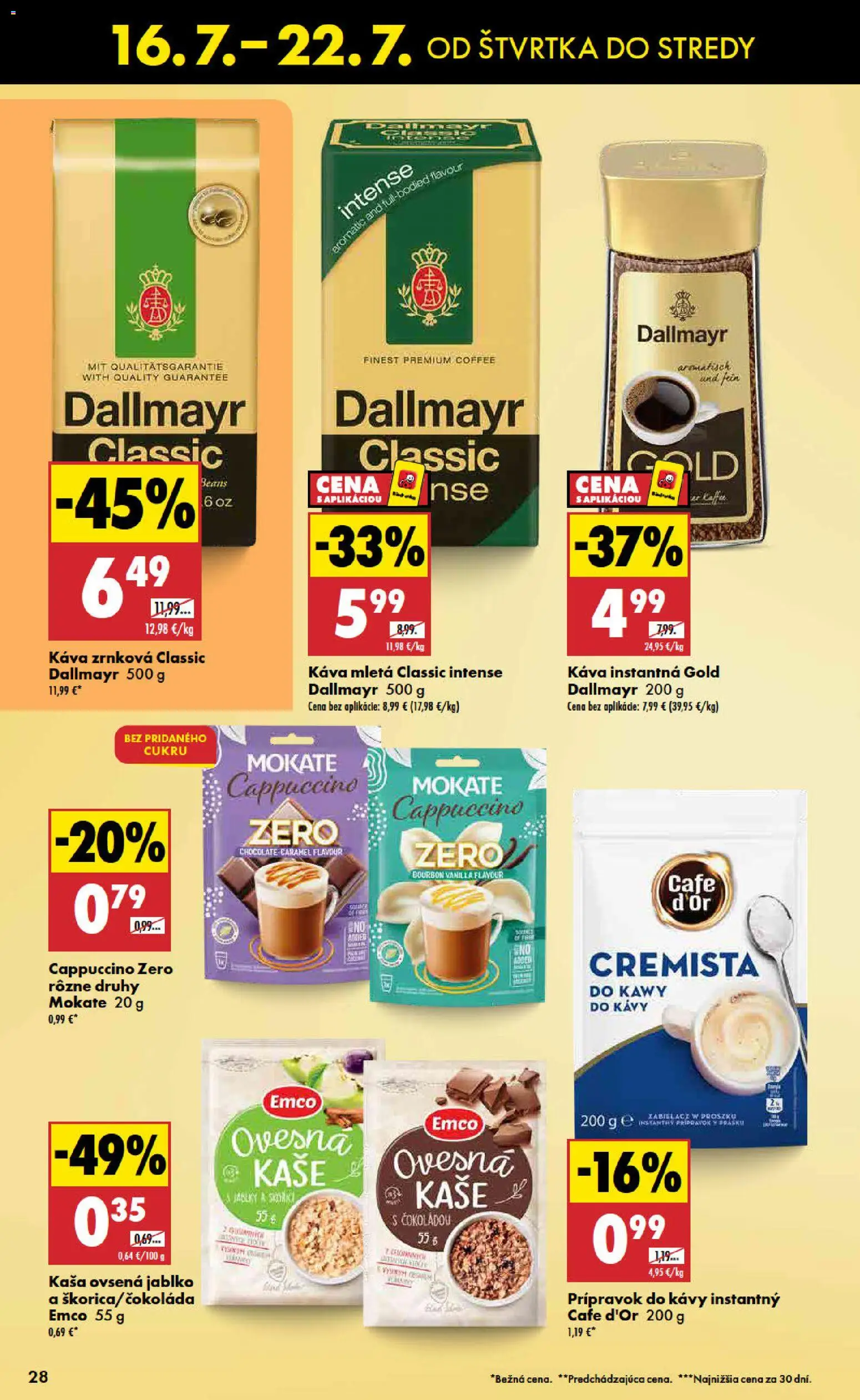 Nové Biedronka akcie – leták je platný od 16.07.2026 | Strana: 28 | Produkty: Káva, Bourbon, Kaša, Cappuccino