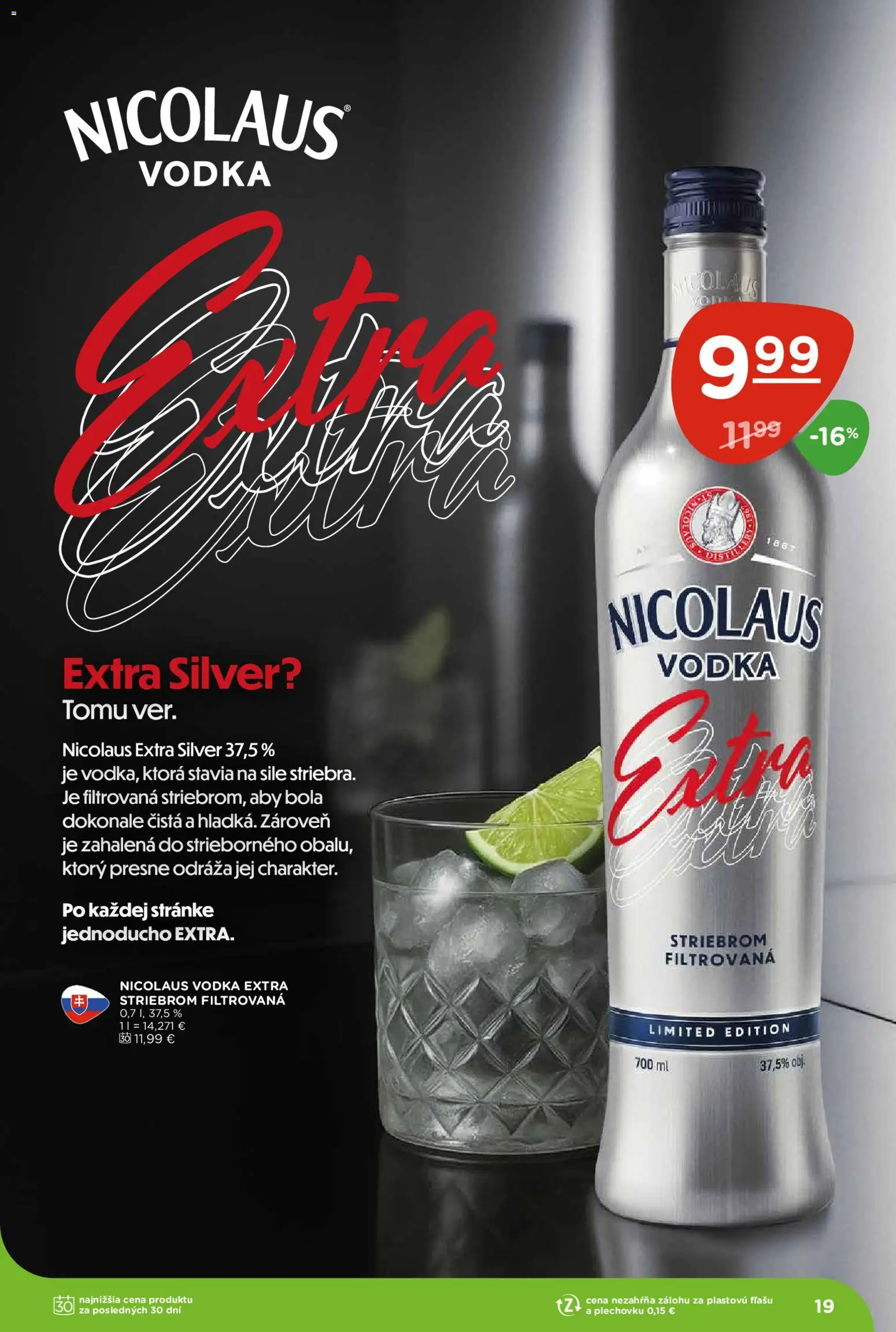 Nové Terno akcie – leták je platný od 09.07.2026 | Strana: 19 | Produkty: Vodka, Nicolaus vodka