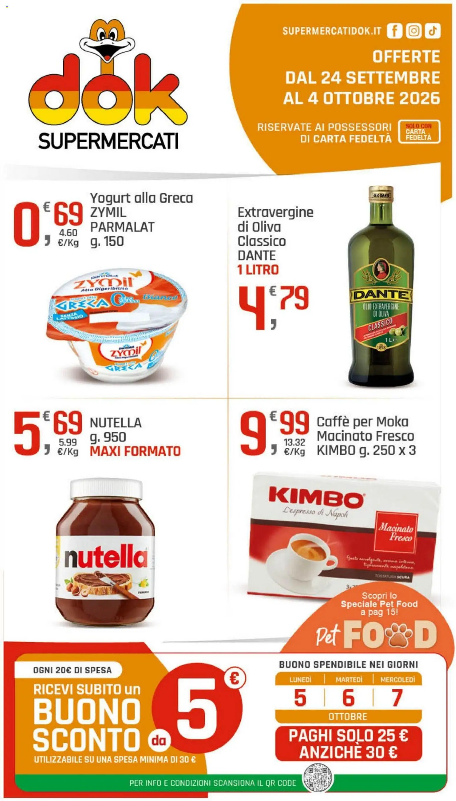 Volantino DOK del 24/09/2026 | Pagina: 1 | Prodotti: Caffè, Olio extravergine di oliva, Kimbo, Macinato