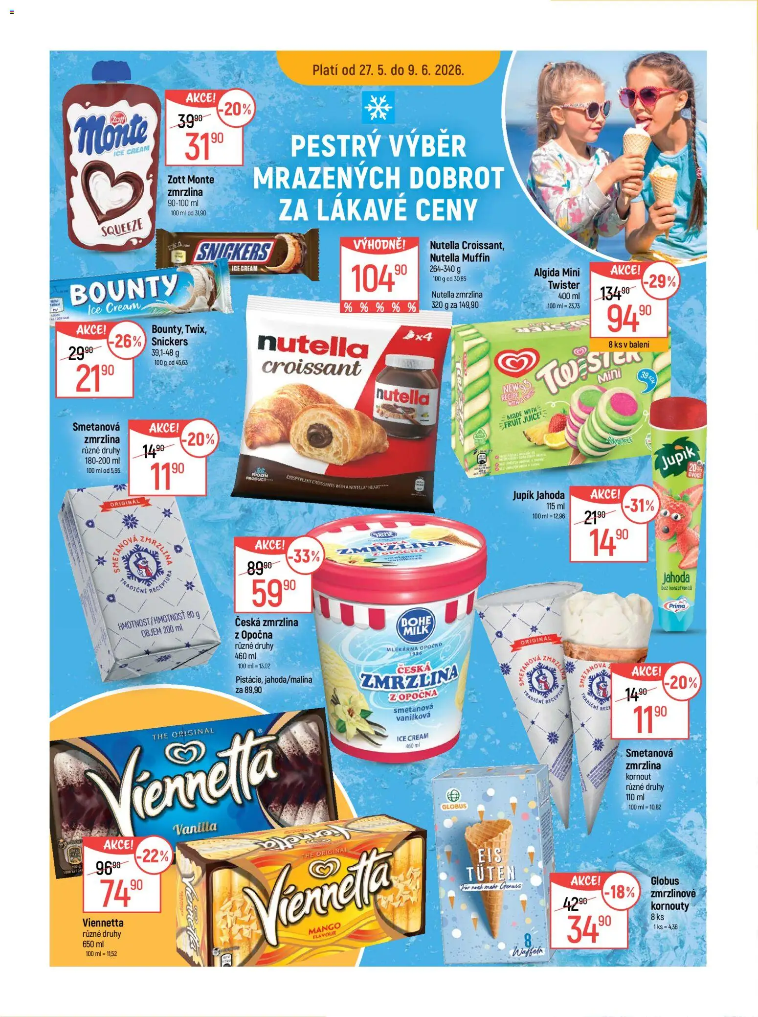 Globus leták - Praha Zličín od 27.05.2026 | Strana: 18 | Produkty: Globus, Viennetta, Zmrzlinové kornouty, Croissant