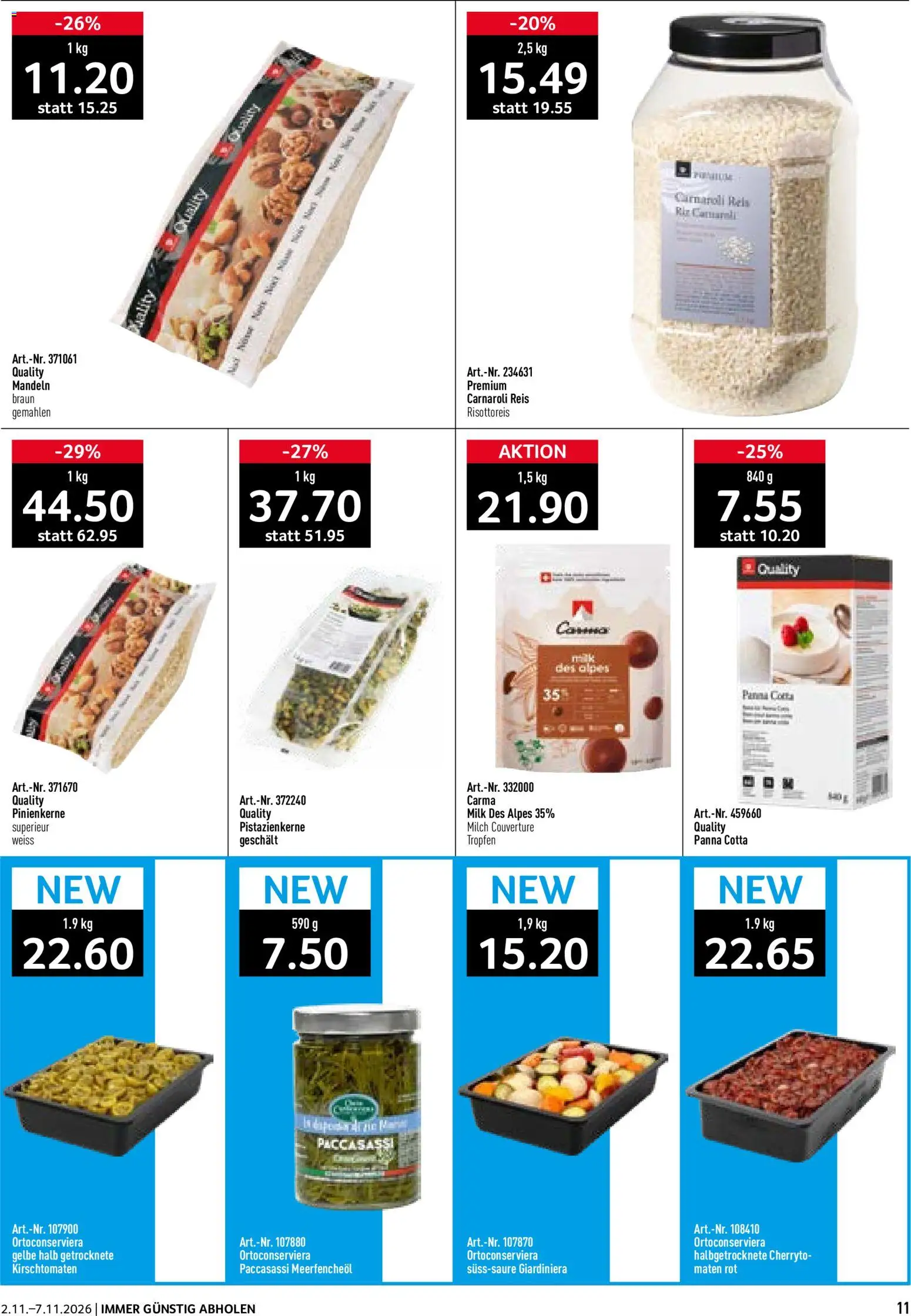 Prodega aktionen Pizzeria – gültig ab 02.11.2026 | Seite: 11 | Produkte: Milch, Reis
