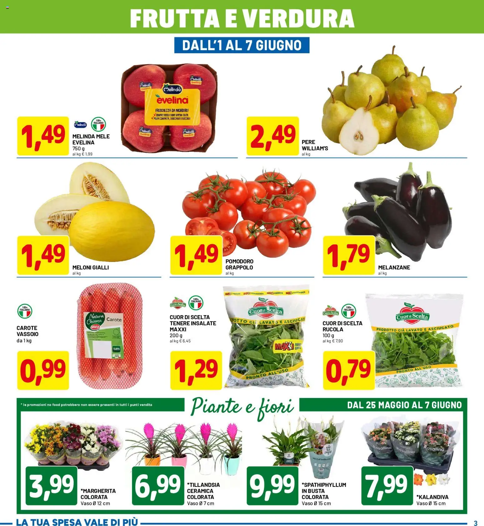 Volantino D Più del 25.05.2026 | Pagina: 3 | Prodotti: Mele, Rucola, Frutta, Vaso