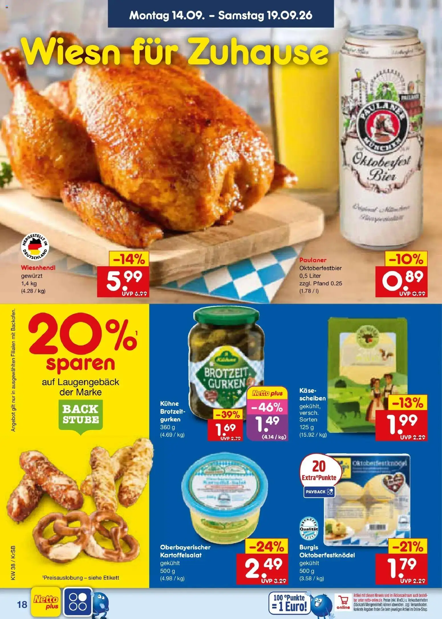 Netto Marken-Discount Prospekt Baesweiler – gültig ab 14.09.2026 | Seite: 28 | Produkte: Käse, Bier, Gurken, Paulaner