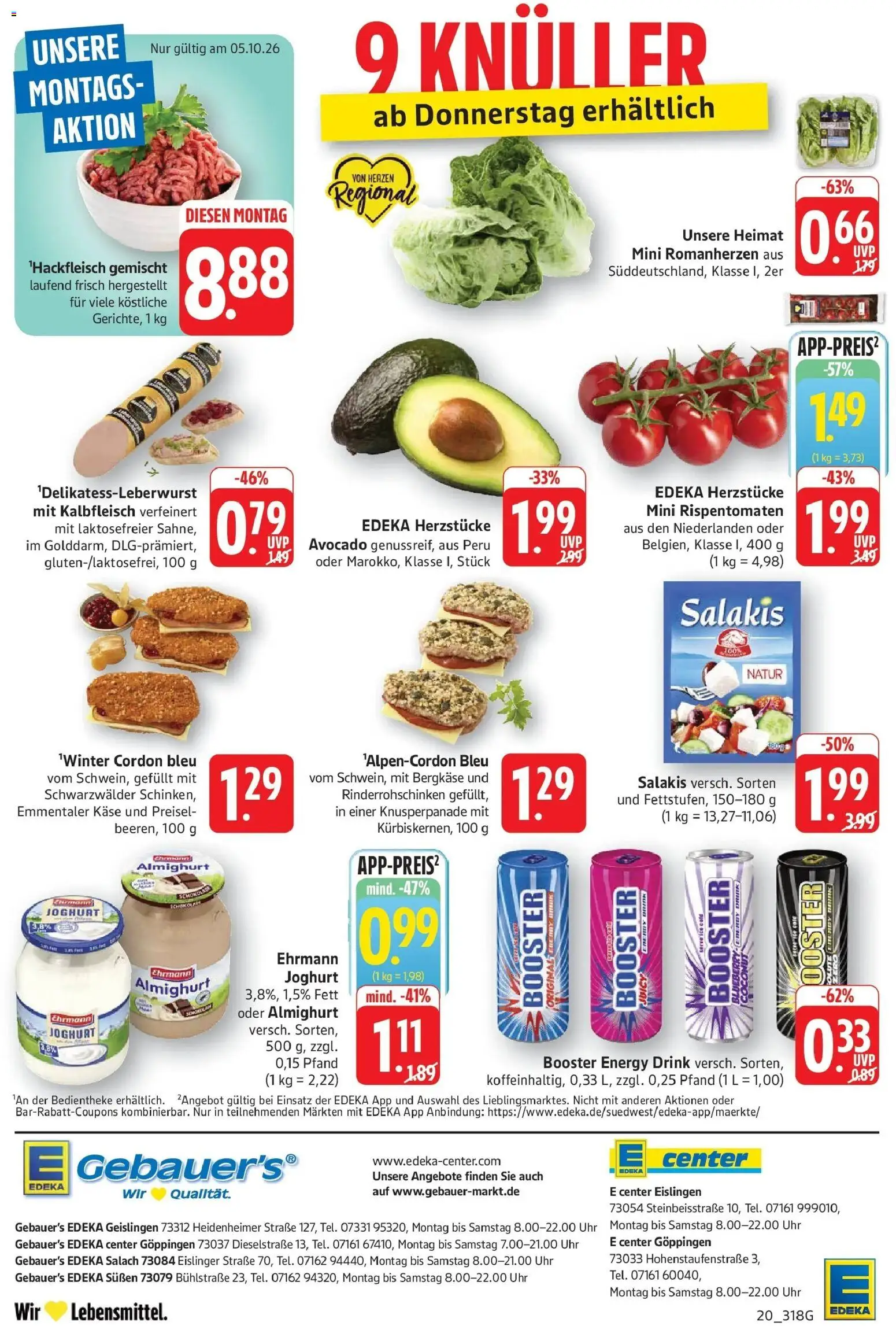 Edeka Prospekt Eislingen (ab 05.10.2026) » Angebote Online | Seite: 22 | Produkte: Ehrmann almighurt, Schokolade, Avocado, Uhr