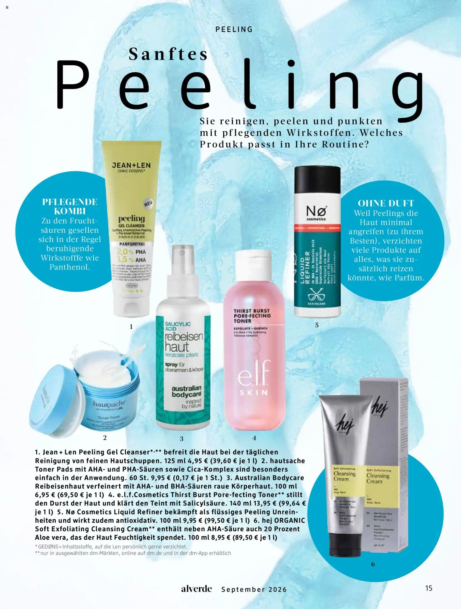 dm drogerie Prospekt – gültig ab 01.09.2026 | Seite: 15 | Produkte: Toner, Duft, Peeling, Saft