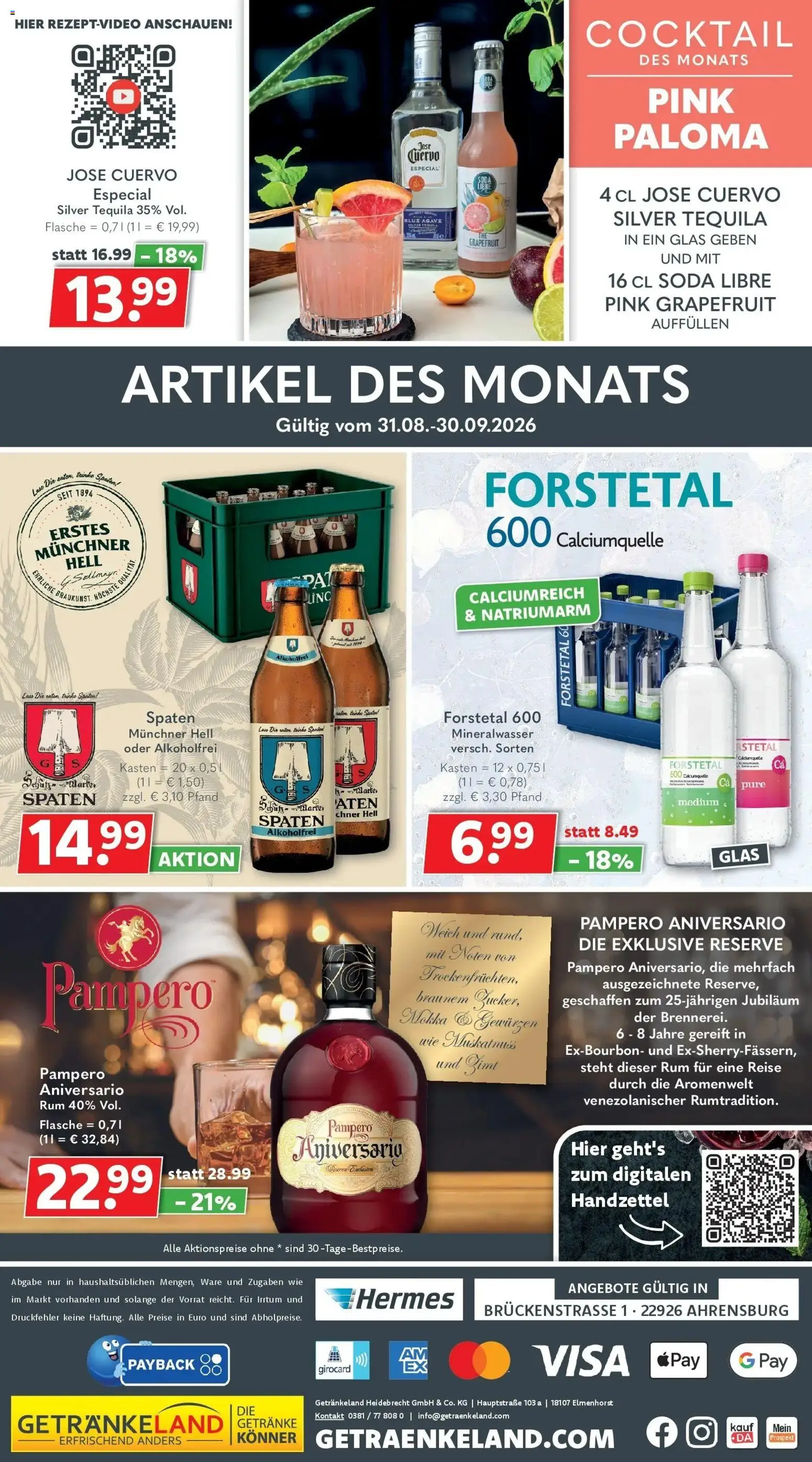 Getränkeland Prospekt Ahrensburg (ab 14.09.2026) zum Blättern | Seite: 8 | Produkte: Rum, Mineralwasser, Tequila, Grapefruit