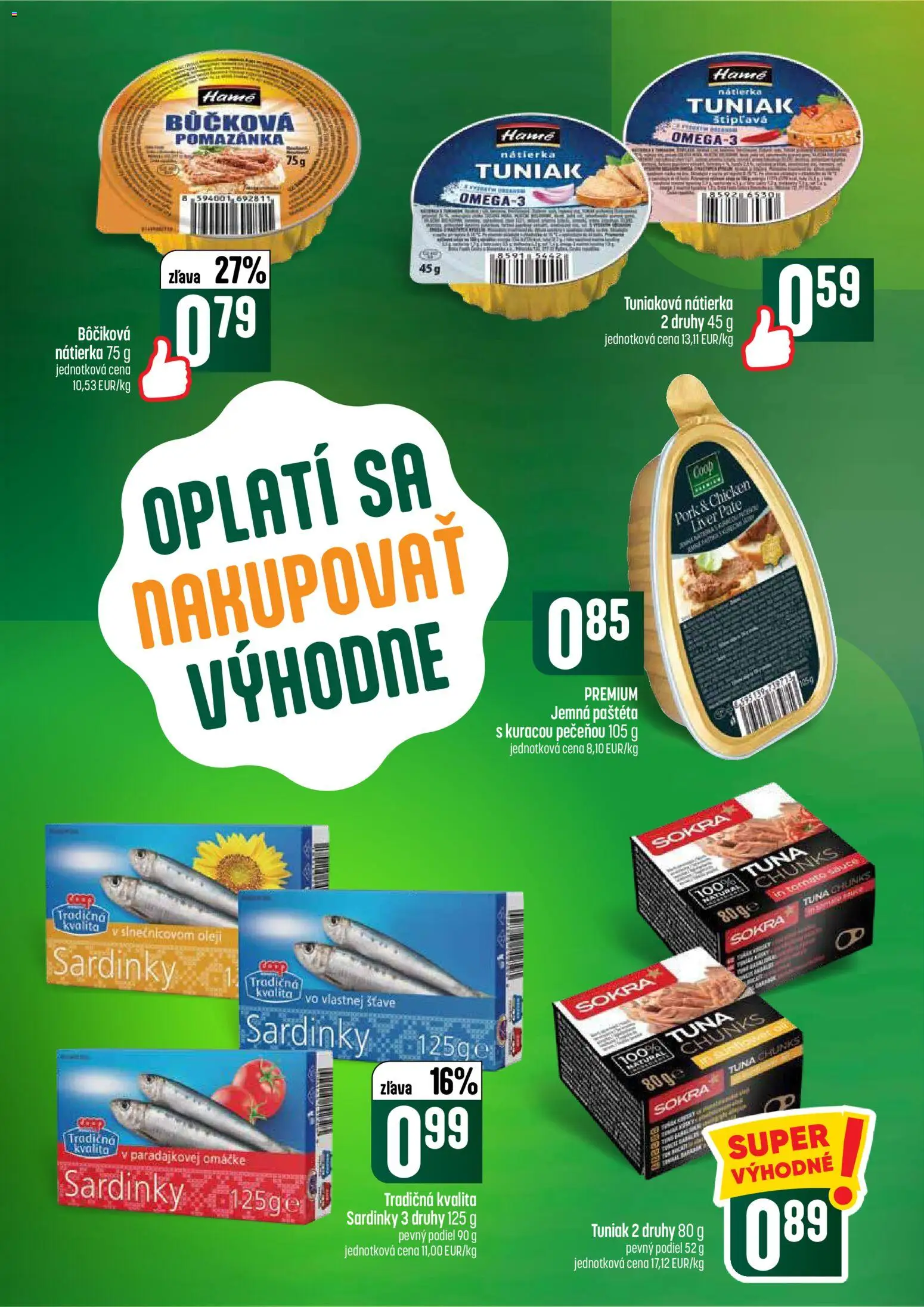 Nové COOP Jednota akcie – leták je platný od 02.07.2026 | Strana: 28 | Produkty: Tuniak, Sardinky