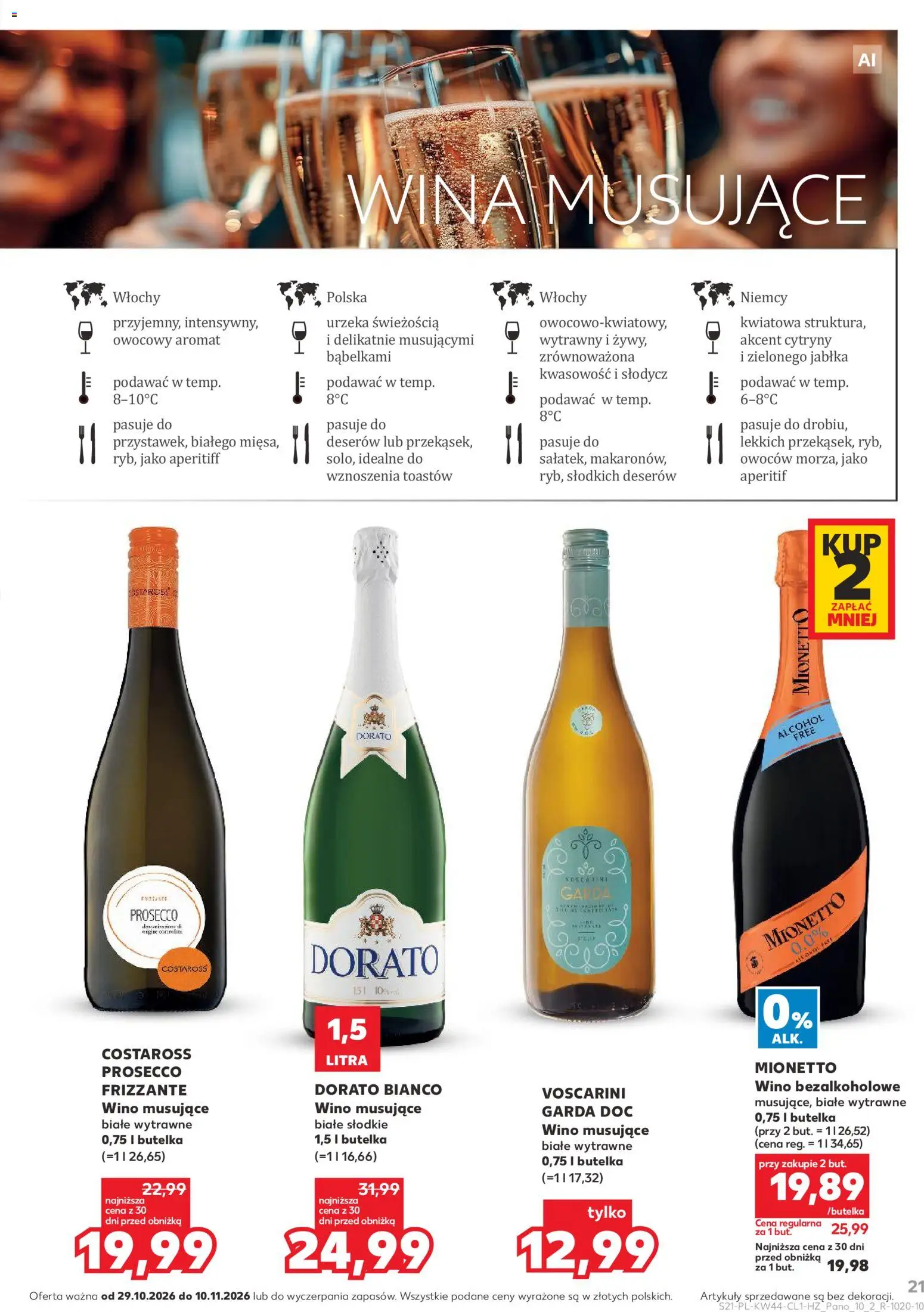 Kaufland Polsko leták - Barek od 29.10.2026 | Strana: 21 | Produkty: Prosecco, Jablka, Frizzante, Mionetto