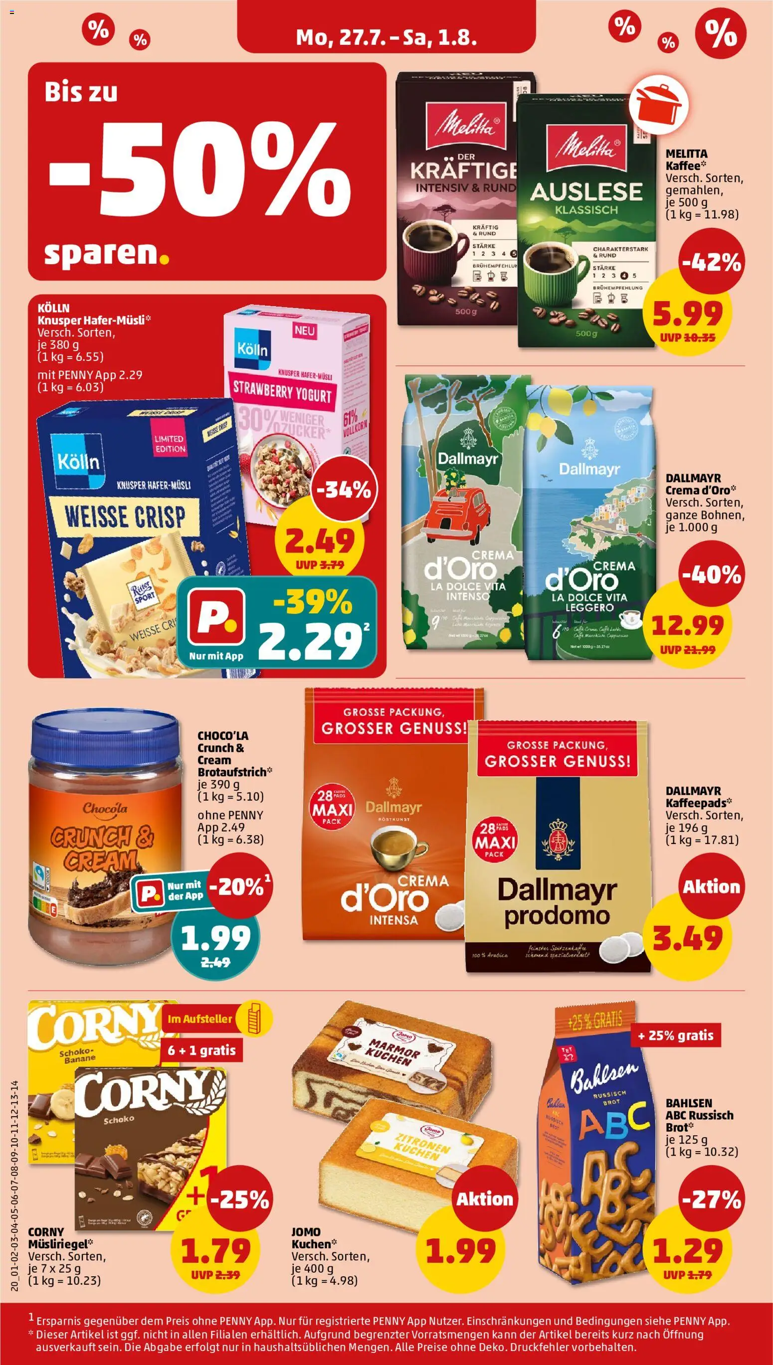 Penny Prospekt – gültig ab 27.07.2026 | Seite: 24 | Produkte: Melitta, Brot, Kuchen, Zitronen