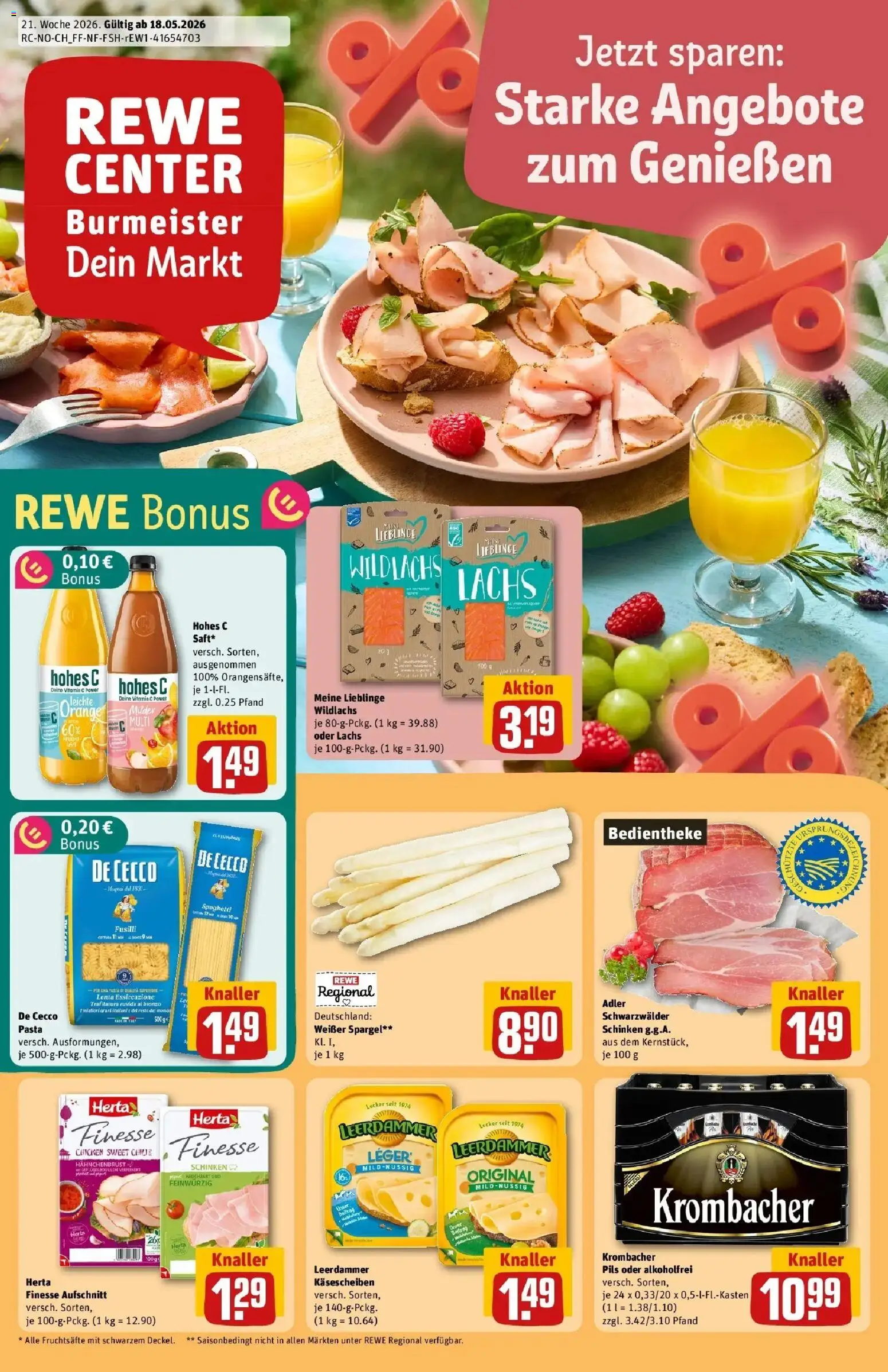Rewe Prospekt Buxtehude – gültig ab 17.05.2026 | Seite: 1 | Produkte: Spargel, Pasta, Hohes c, Herta finesse