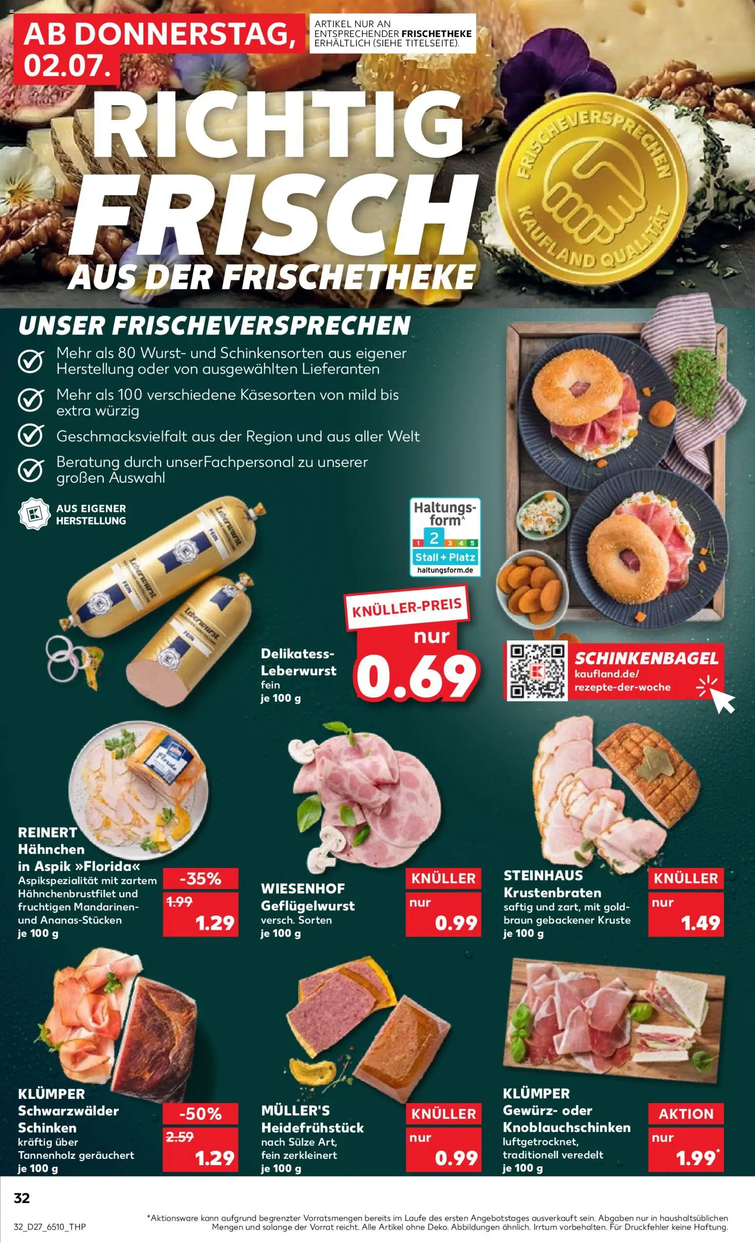 Kaufland Prospekt Köln – gültig ab 02.07.2026 | Seite: 32 | Produkte: Mandarinen, Krustenbraten, Wurst, Schinken