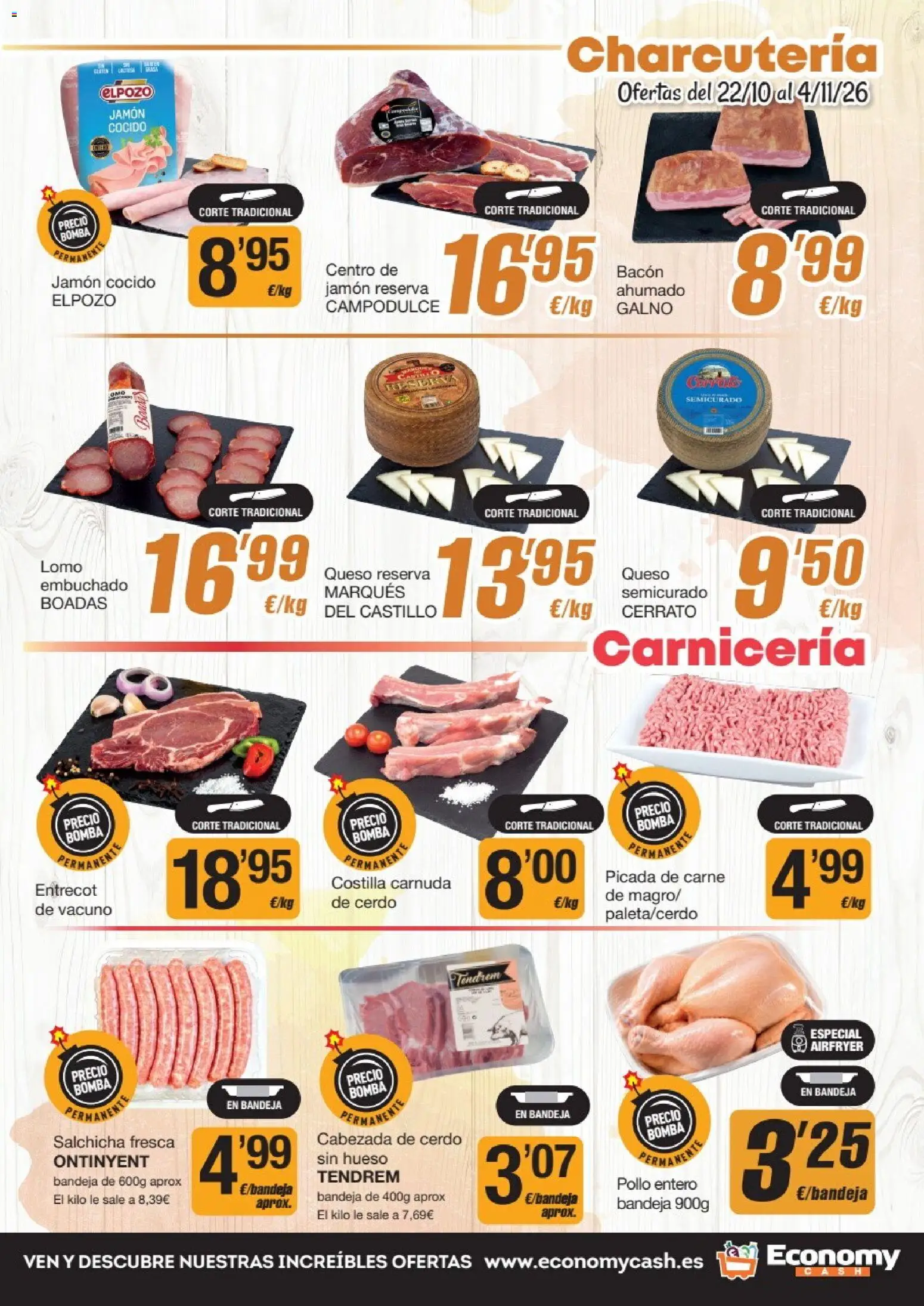 Economy Cash folleto │ válido desde el 22/10/2026 | Página: 3 | Productos: Salchicha, Jamón, Bacon, Pollo
