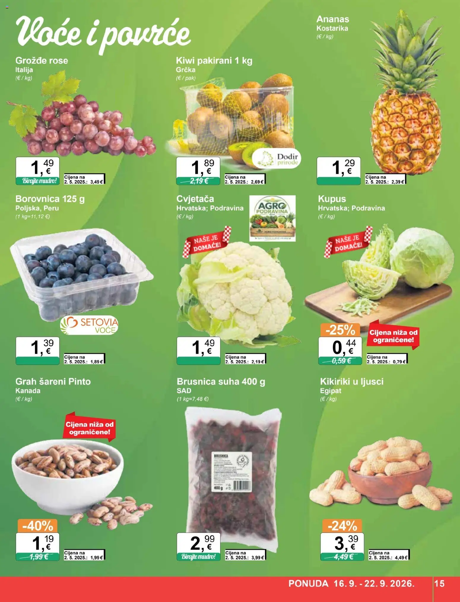 KTC katalog | vrijedi od 16.09.2026 | Stranica: 15 | Proizvodi: Ananas, Voće, Kupus, Borovnica