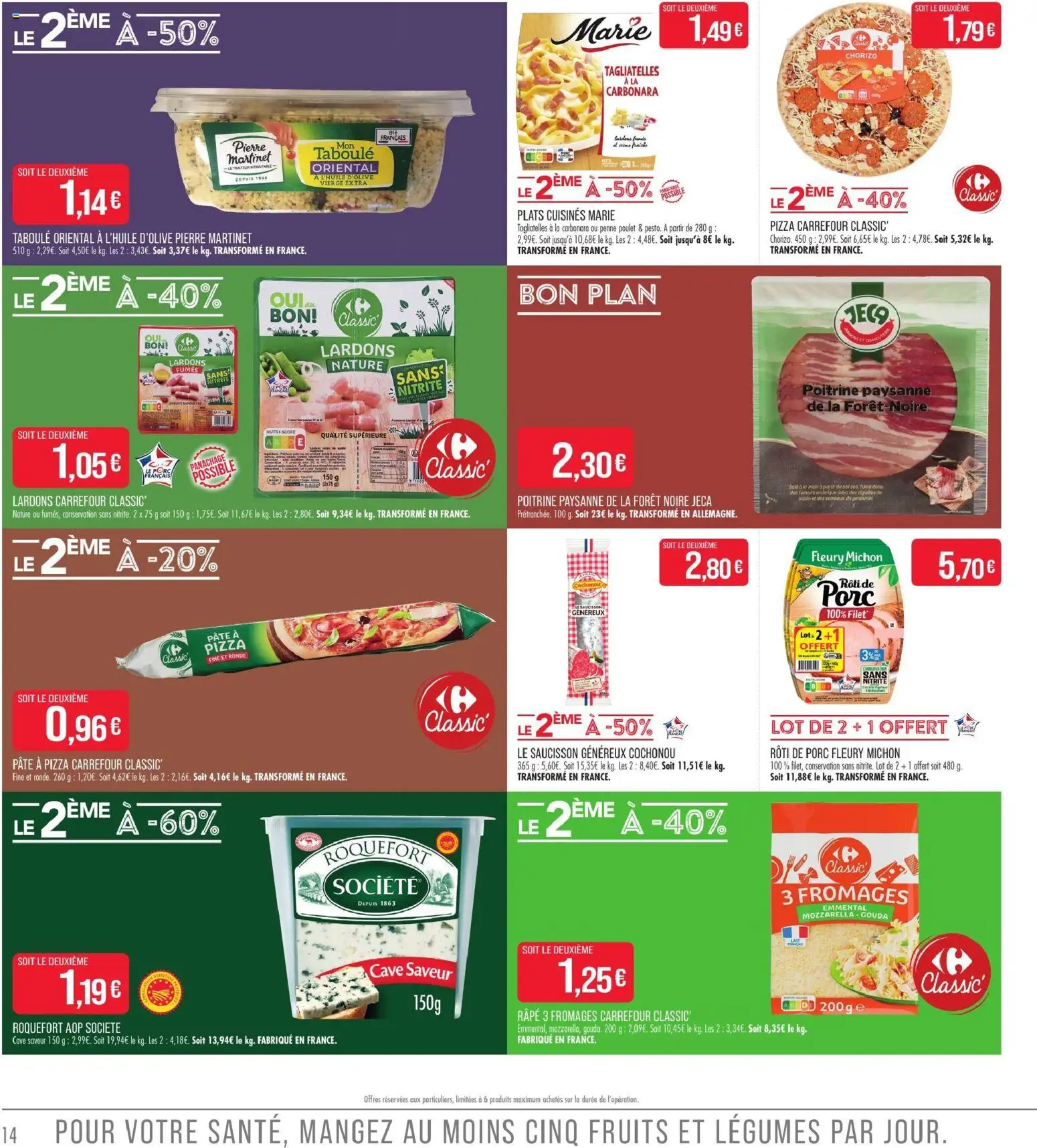 {H1} | Page: 14 | Produits: Chorizo, Pâte à pizza, Pizza, Porc