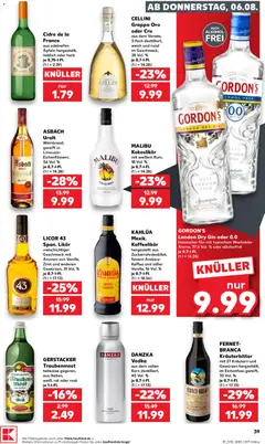 Kaufland Prospekt Völklingen ab 06.08.2026 gültig | Seite: 39 | Produkte: Likör, Vodka, Gin, Asbach
