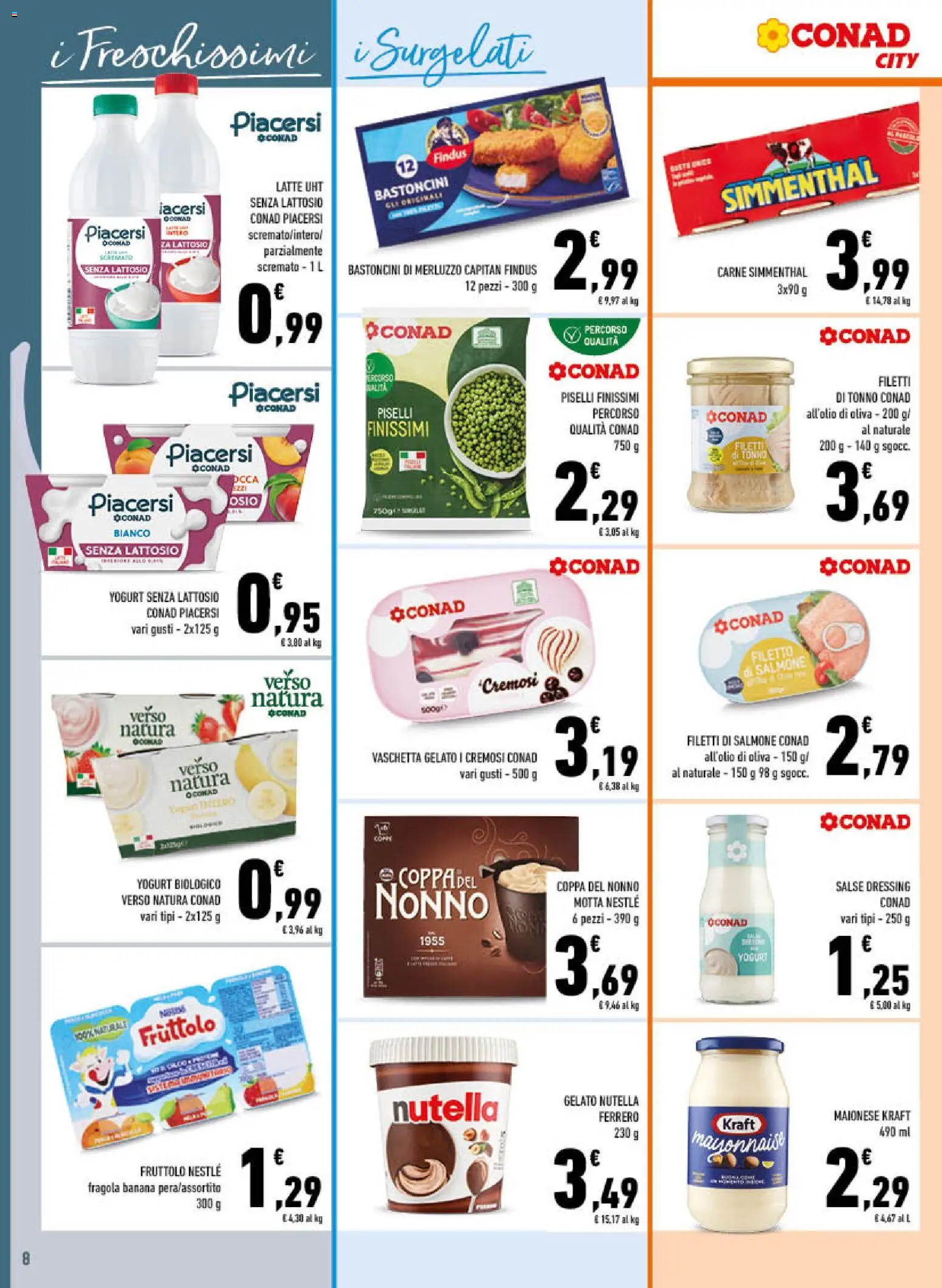 Volantino Conad del 17.06.2026 | Pagina: 8 | Prodotti: Yogurt, Salmone, Merluzzo, Piselli
