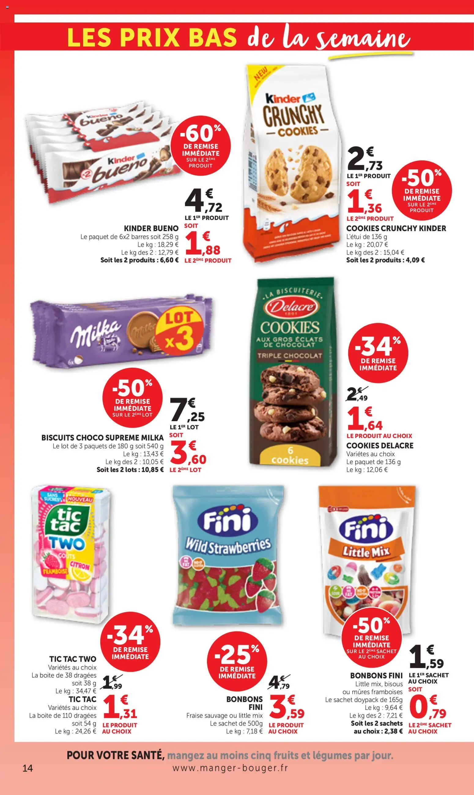 {H1} | Page: 14 | Produits: Framboise, Cookies, Bonbons, Biscuits