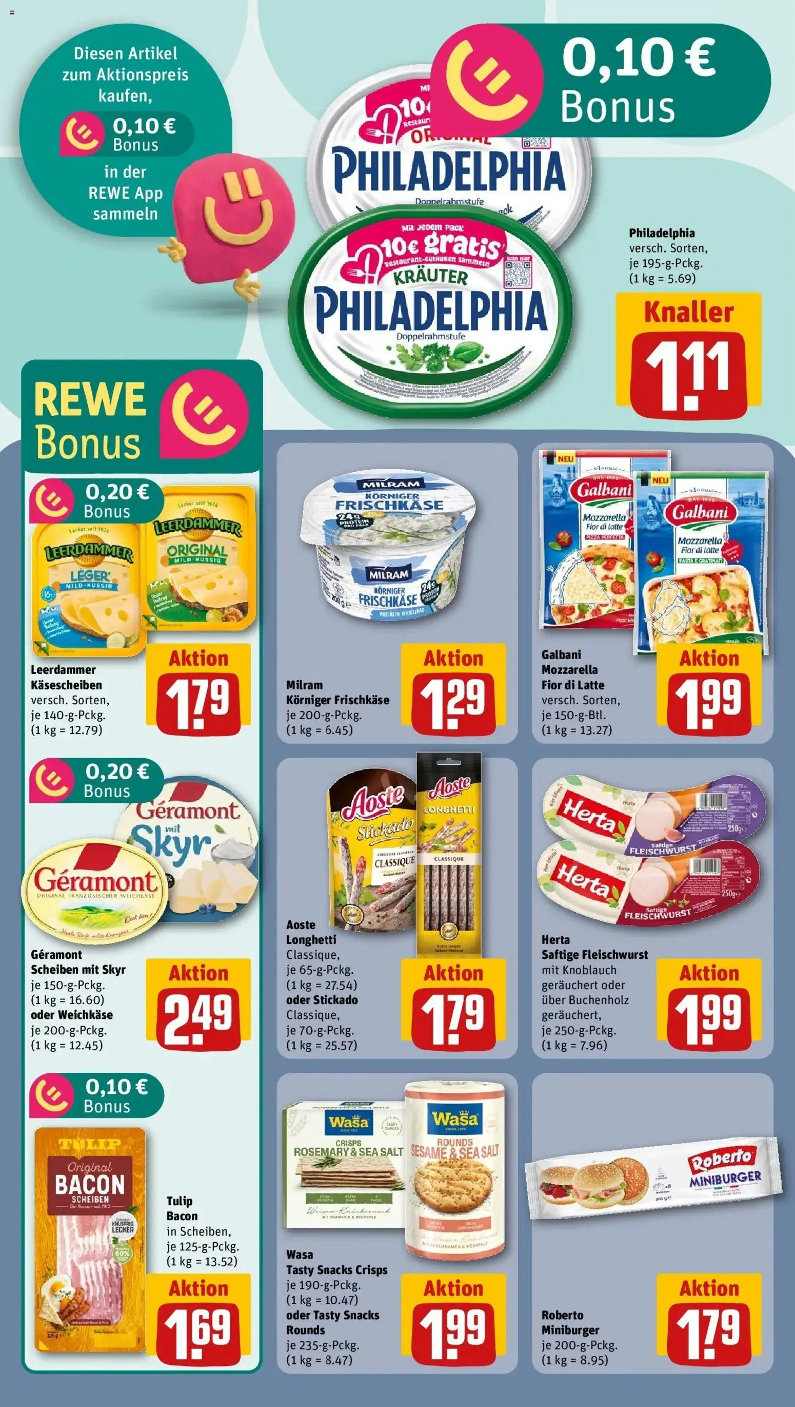 Rewe Prospekt Erftstadt / Lechenich – gültig ab 08.06.2026 | Seite: 10 | Produkte: Geramont, Milram, Pasta, Pizza