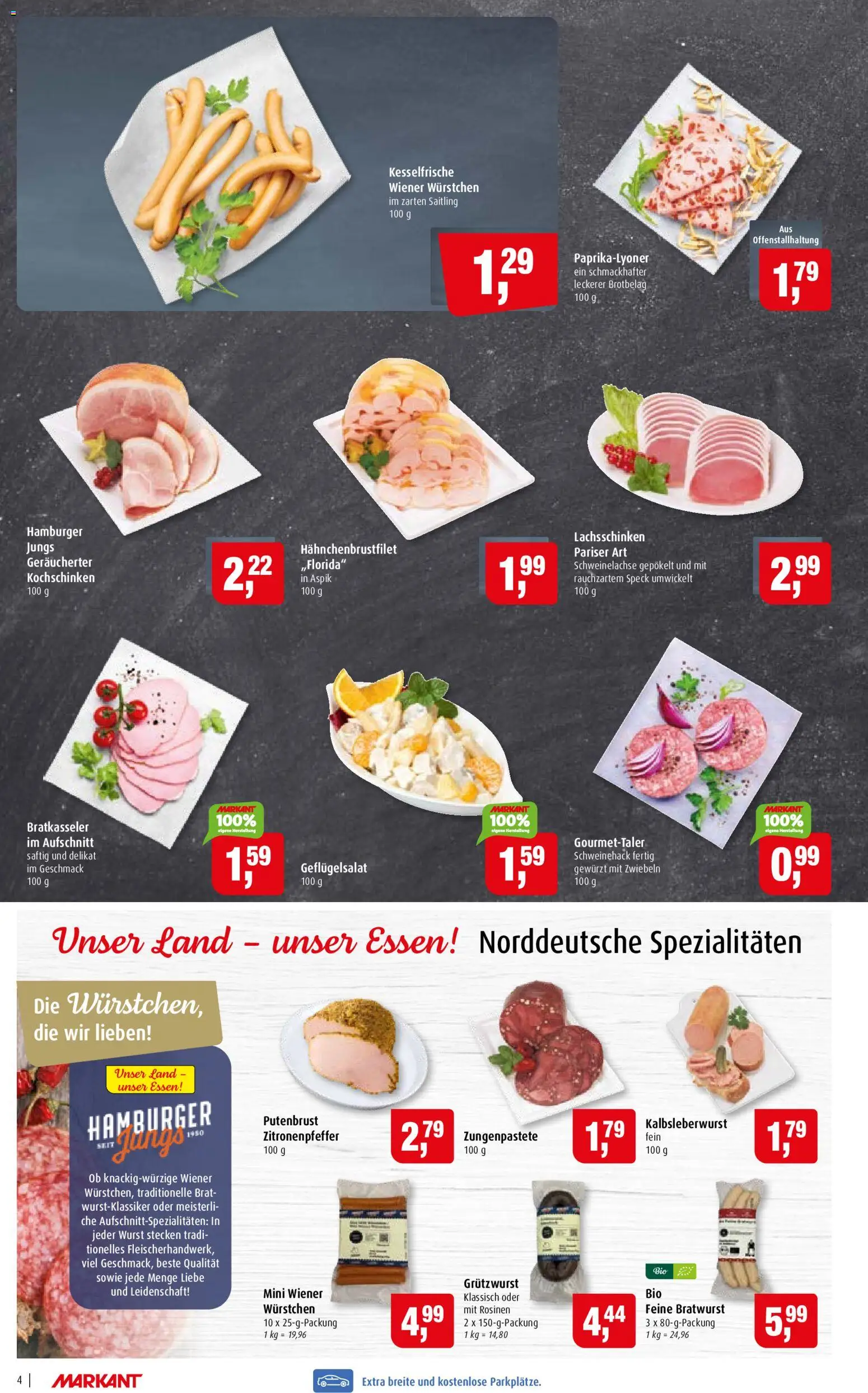 Markant Prospekt – gültig ab 19.10.2026 | Seite: 4 | Produkte: Putenbrust, Bratwurst, Rosinen, Wurst
