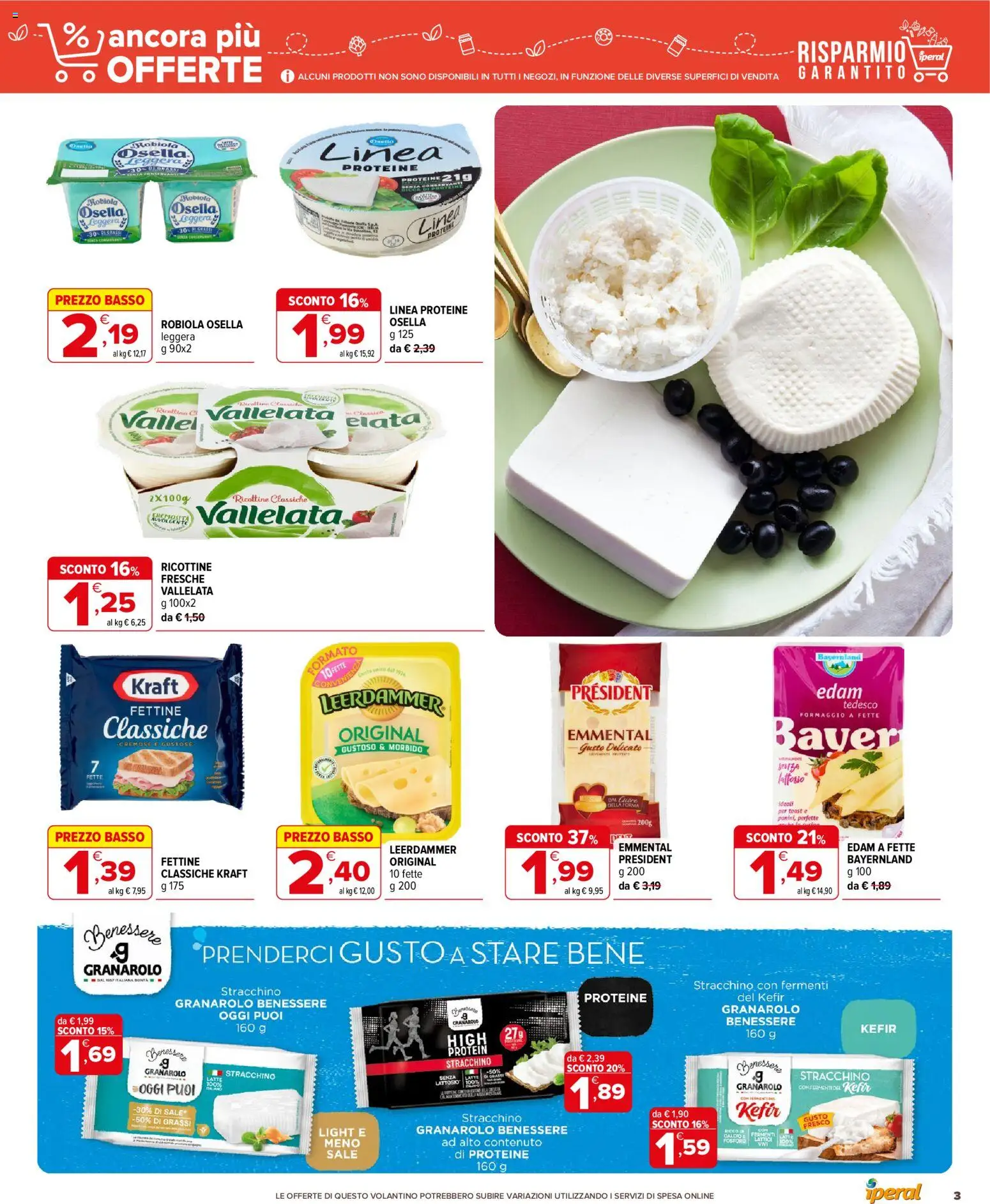 Volantino Iperal del 28/10/2026 | Pagina: 3 | Prodotti: Kefir, Latte, Stracchino, Emmental