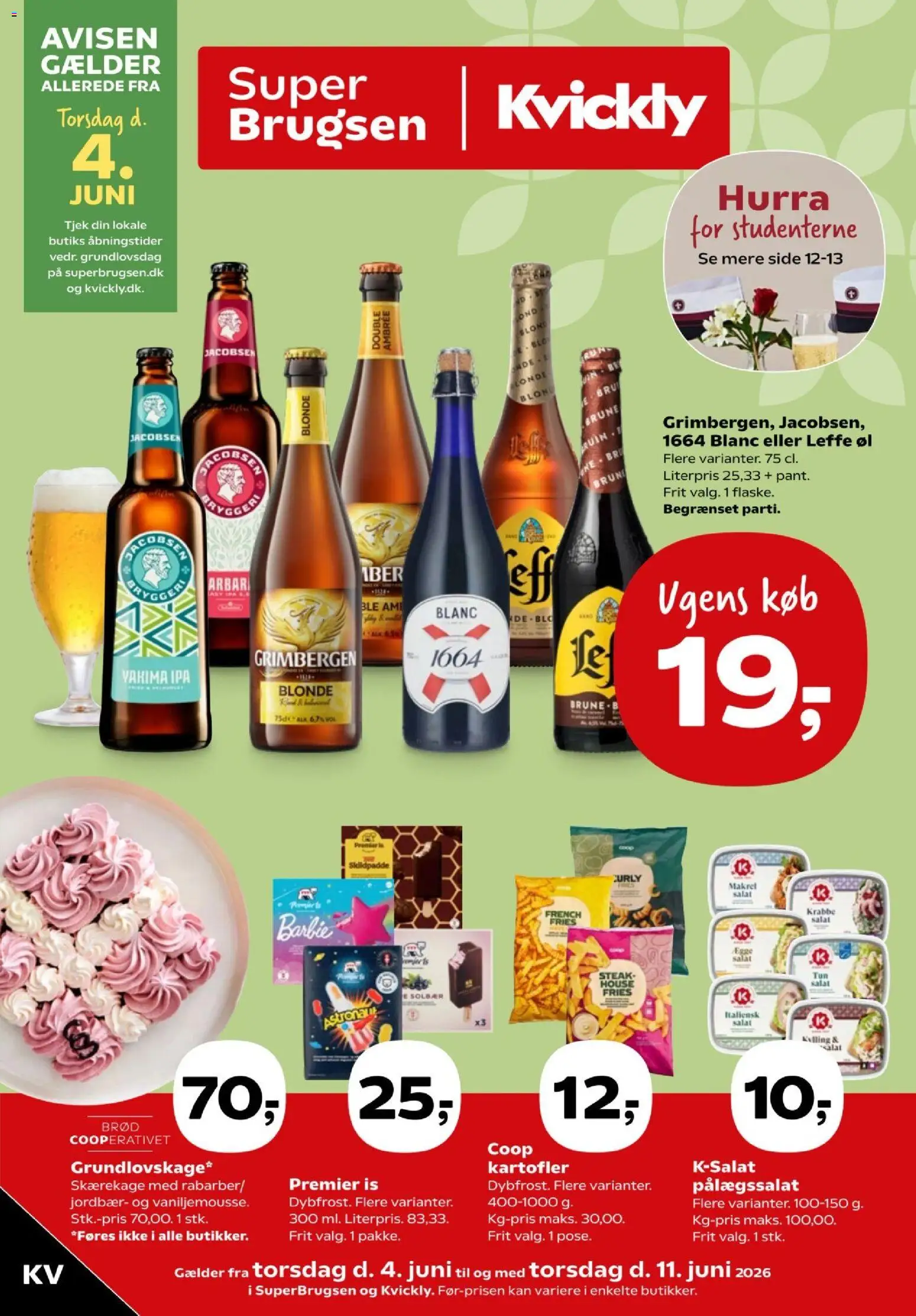 Kvickly tilbudsavis – gyldig fra 04.06.2026 | Side: 1 | Produkter: Vin, Øl, Salat, Makrel