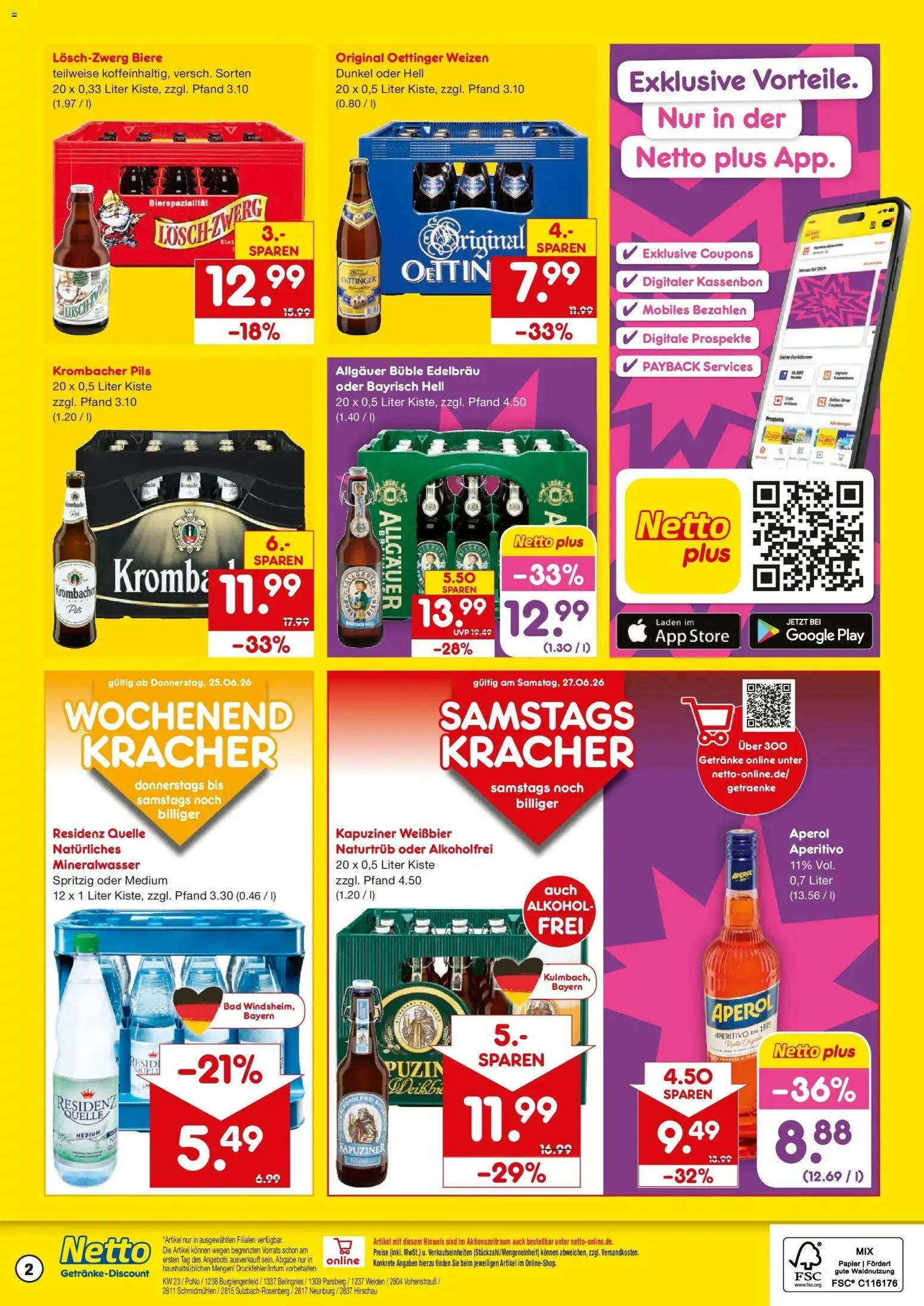 Netto Marken-Discount Prospekt Weiden – gültig ab 22.06.2026 | Seite: 2 | Produkte: Oettinger, Mineralwasser, Krombacher, Aperol